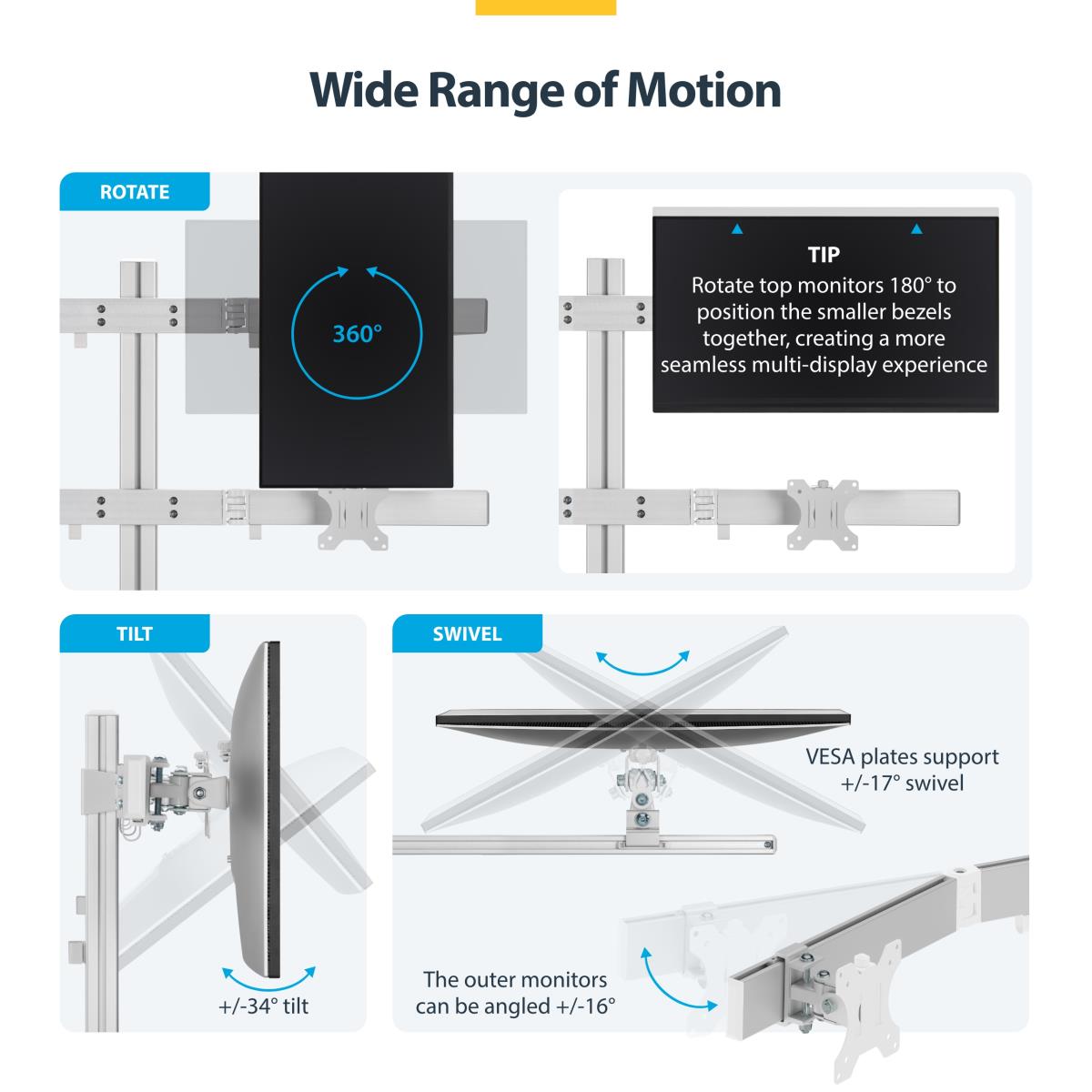 STARTECH.COM Six-monitor Desk Mount Crossbar - Max 32in Screens/17.6lb Each/v