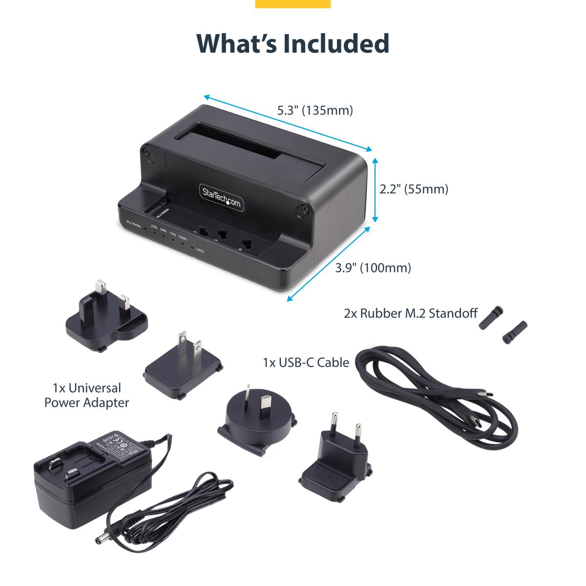 STARTECH.COM SATA Drive Duplicator - M.2 Nvme To 2.5/3.5in Dual Bay Standalone SSD Cloner/drive Dock, Bidirectional Nvme To SATA / SATA To Nvme