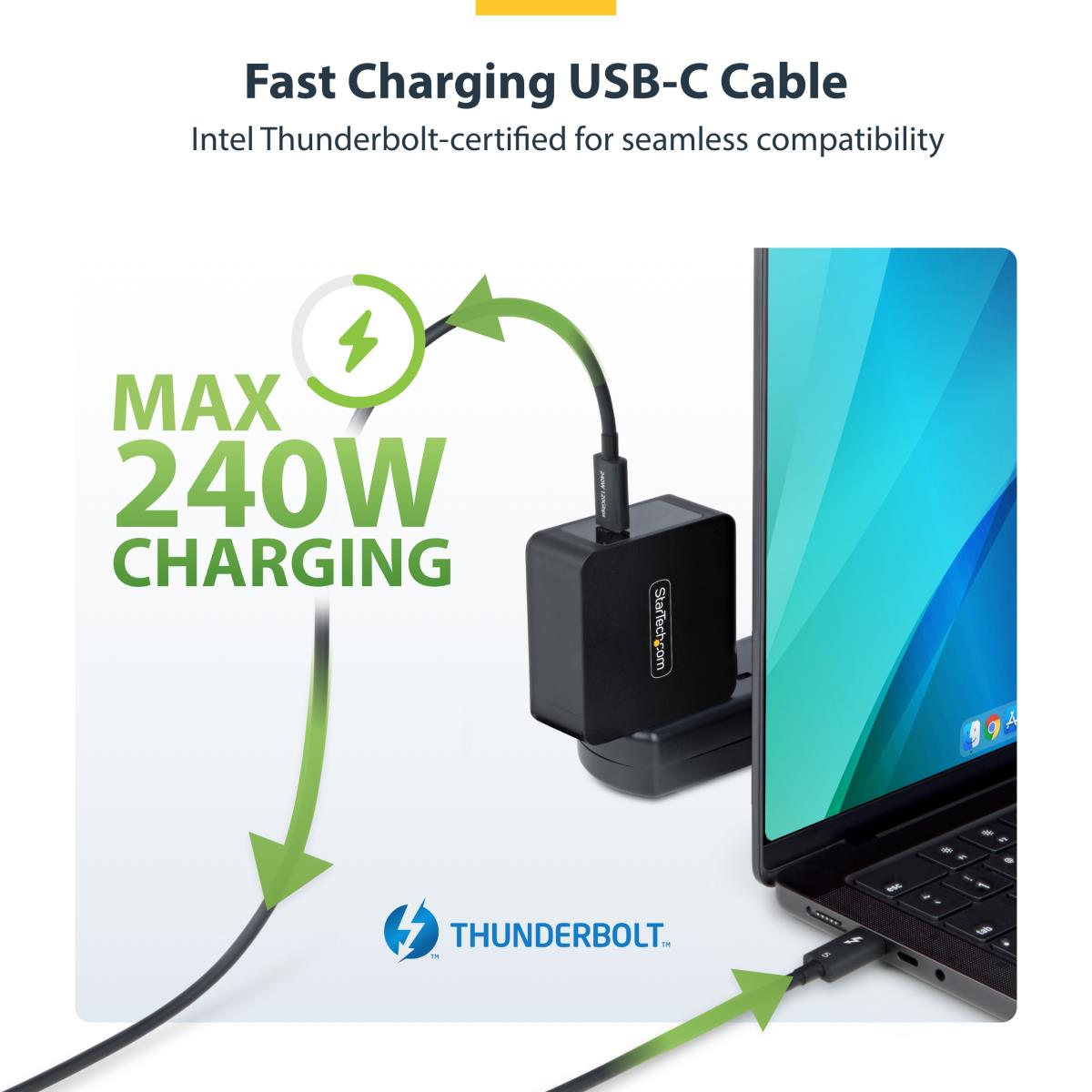 STARTECH.COM Thunderbolt 5 Cable, 80gbps/up To 120gbps, 240w Pd, 8k 60hz, Certified Thunderbolt Cable 80cm
