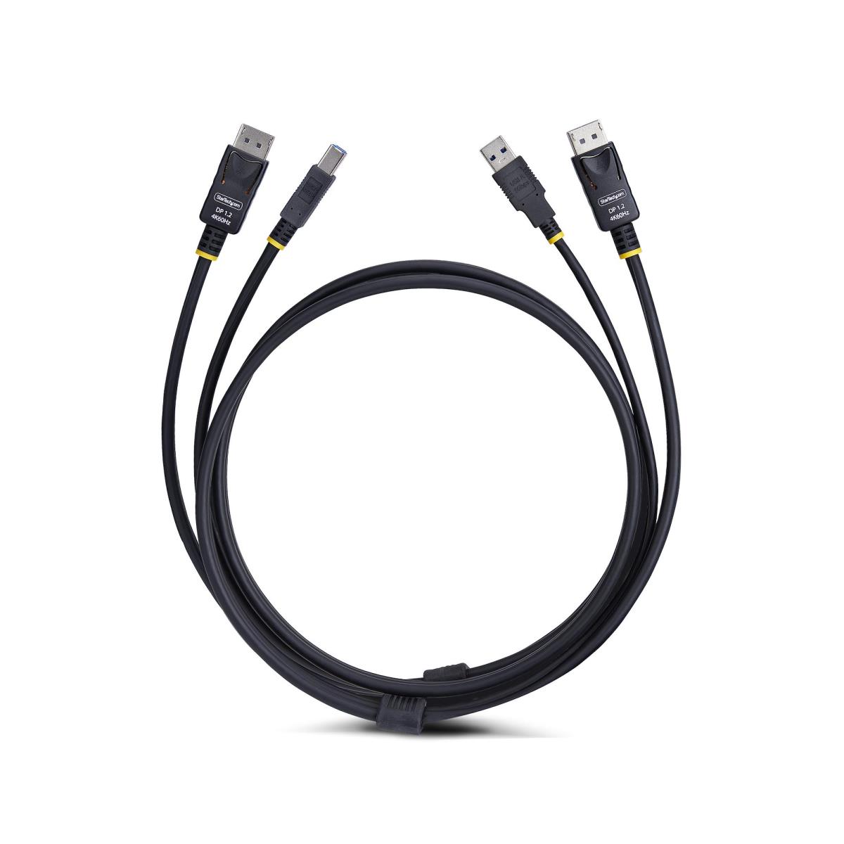 STARTECH.COM DisplayPort And USB 5gbps KVM Cable 4k 60hz, Universally Compatible Dp 1.2/USB 3.0 1.8m