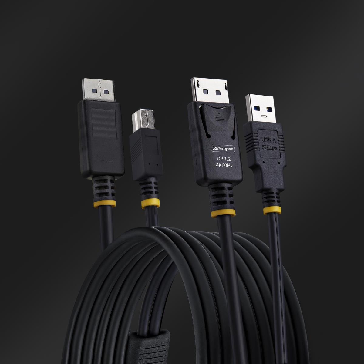 STARTECH.COM DisplayPort And USB 5gbps KVM Cable 4k 60hz, Universally Compatible Dp 1.2/USB 3.0 1.8m