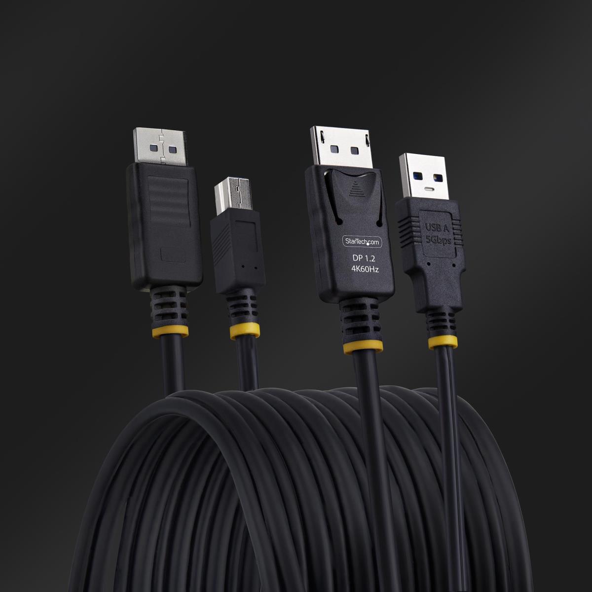 STARTECH.COM DisplayPort And USB 5gbps KVM Cable 4k 60hz, Universally Compatible Dp 1.2/USB 3.0 3m