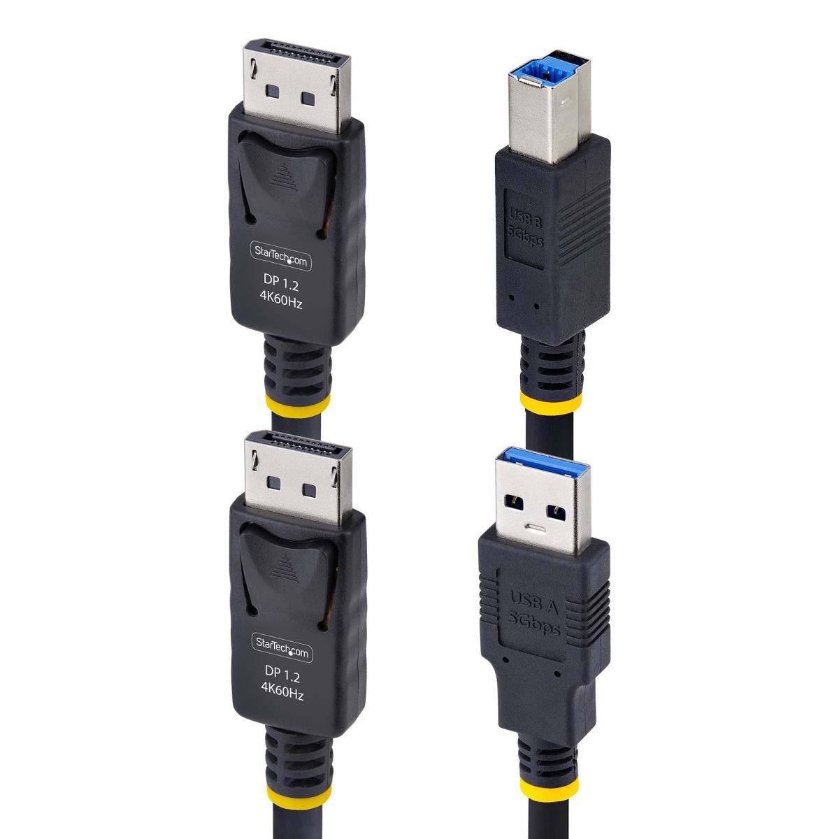 STARTECH.COM DisplayPort And USB 5gbps KVM Cable 4k 60hz, Universally Compatible Dp 1.2/USB 3.0 3m