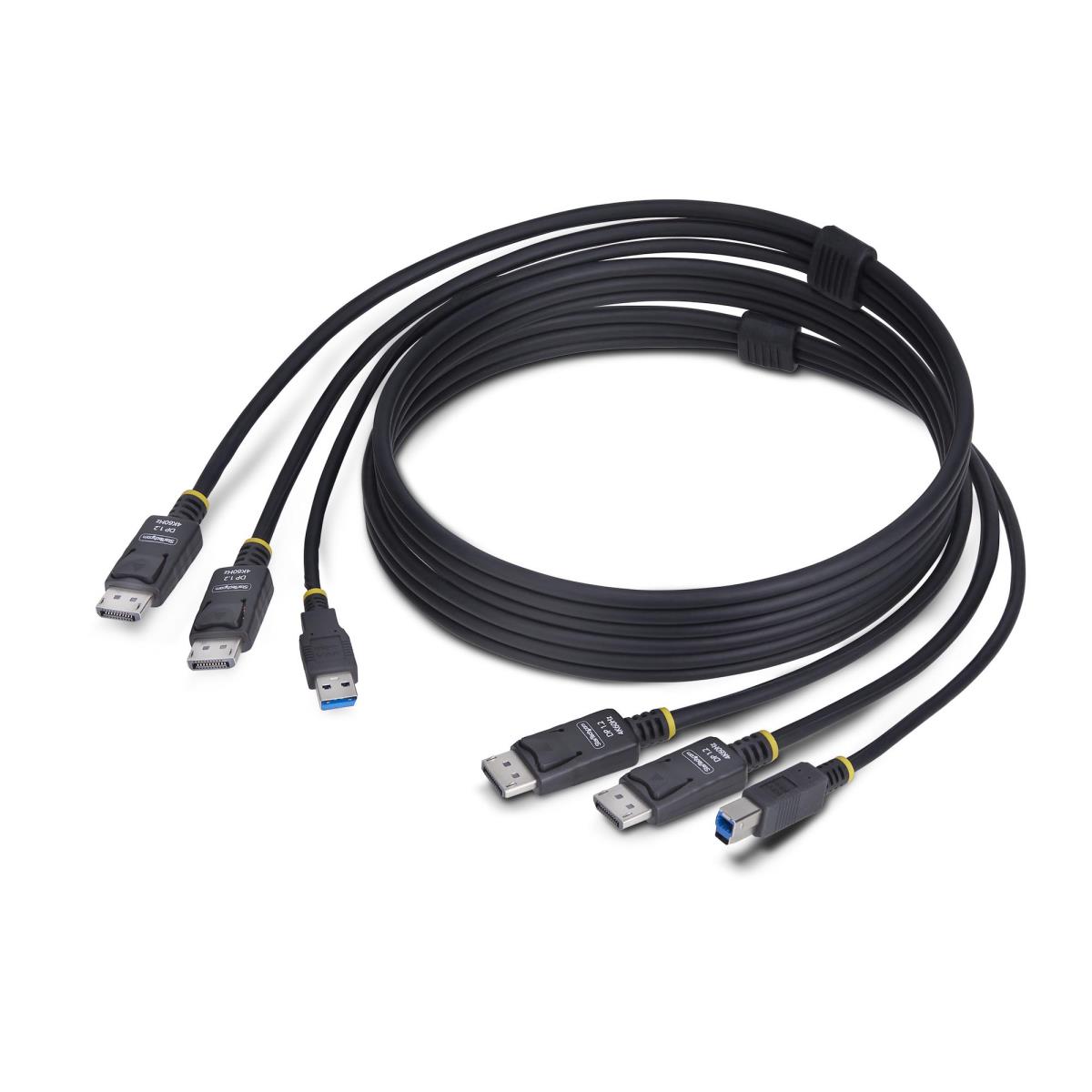 STARTECH.COM Dual-DisplayPort And USB 5gbps KVM Cable, 4k 60hz, Universally Compatible Dp 1.2/USB 3.0 1.8m