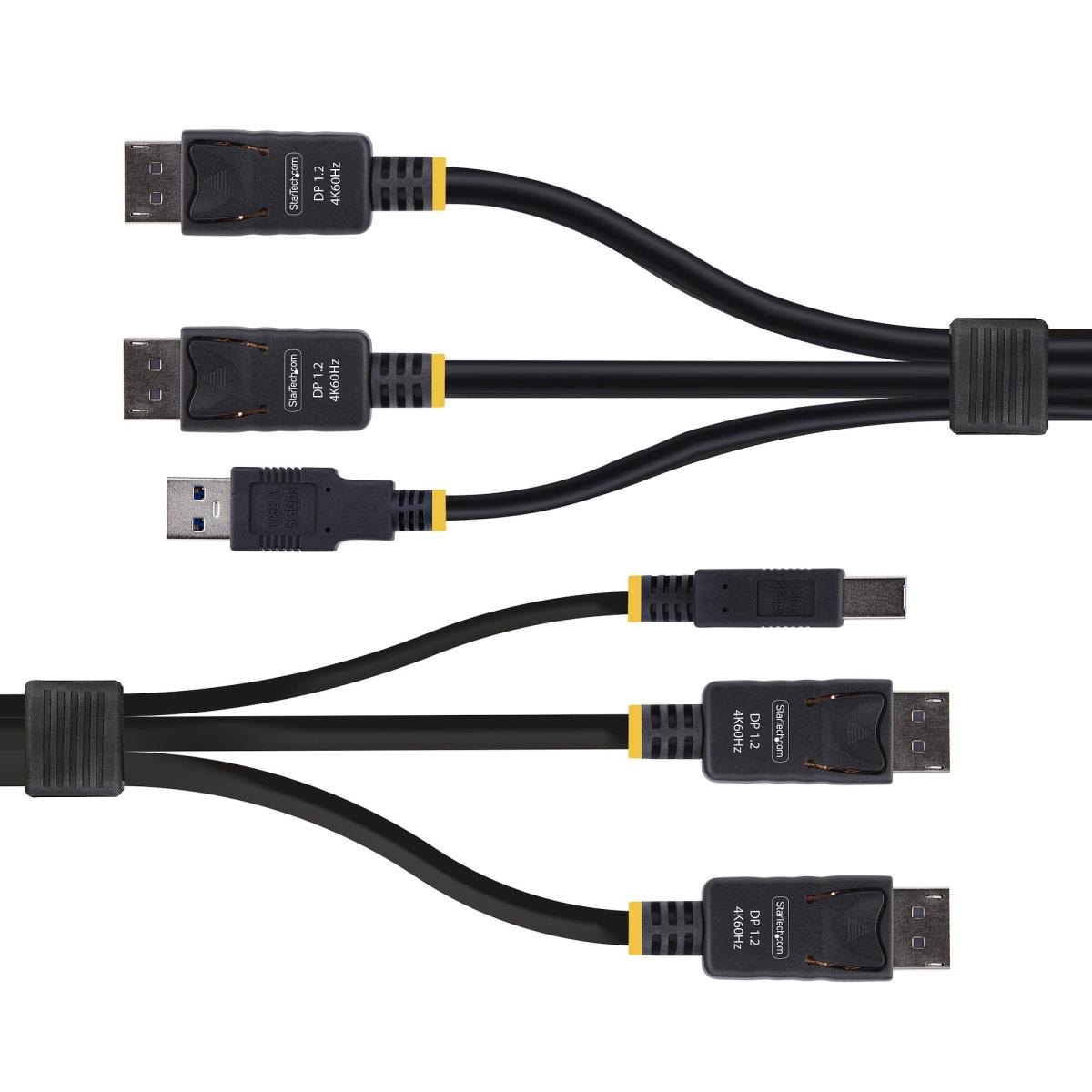 STARTECH.COM Dual-DisplayPort And USB 5gbps KVM Cable, 4k 60hz, Universally Compatible Dp 1.2/USB 3.0 1.8m