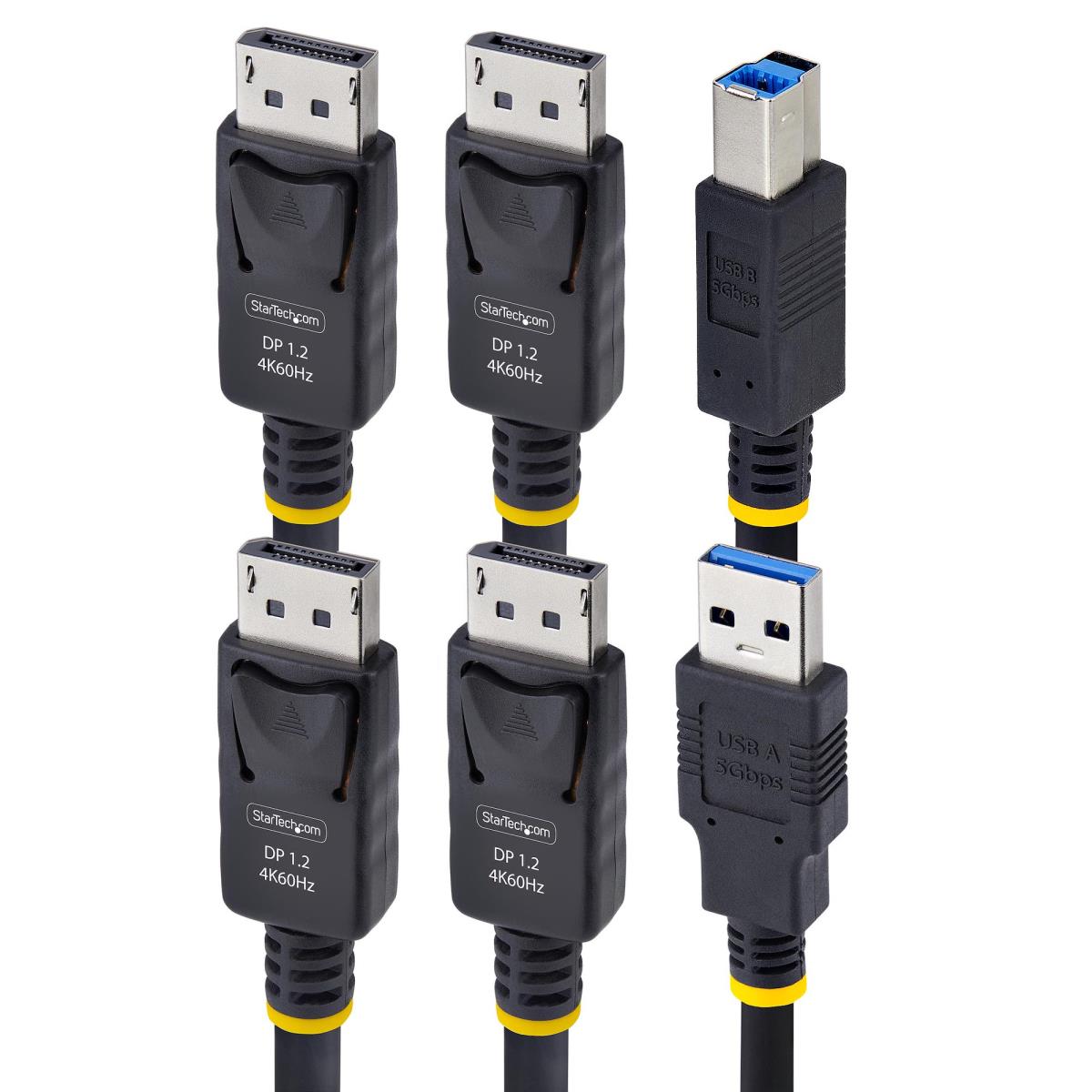 STARTECH.COM Dual-DisplayPort And USB 5gbps KVM Cable, 4k 60hz, Universally Compatible Dp 1.2/USB 3.0 1.8m