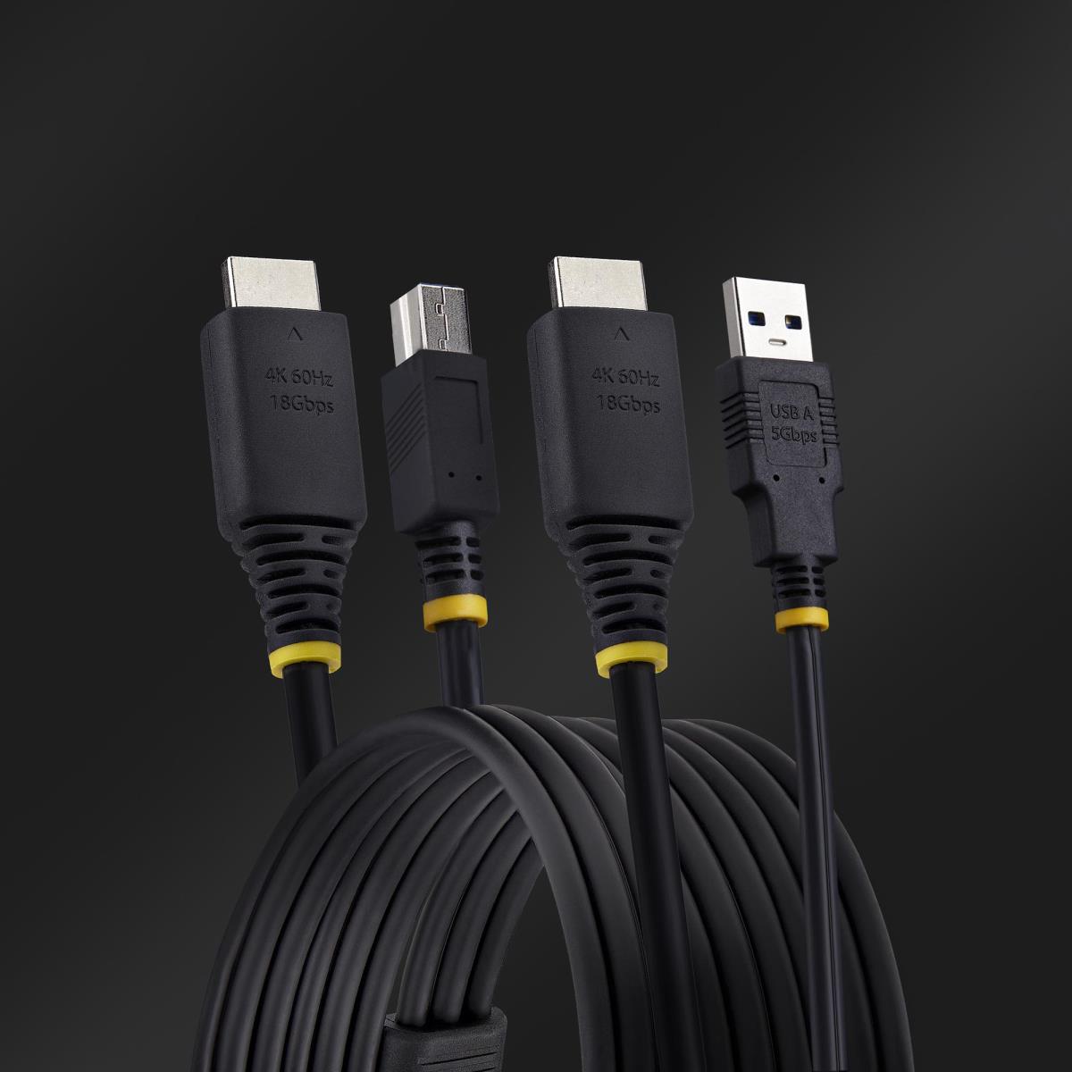 STARTECH.COM Hdmi And USB 5gbps KVM Cable, 4k 60hz, Hdmi 2.0 And USB Combo Cable For KVM Switches 3m