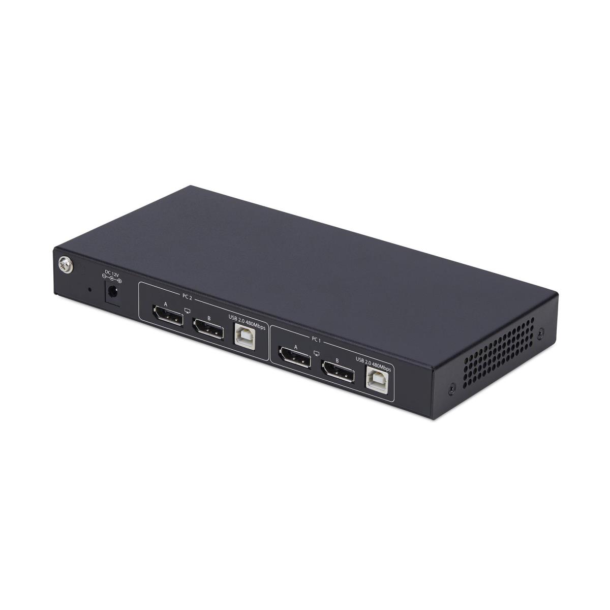 STARTECH.COM Dual-monitor DisplayPort KVM Switch 2-port With Dual View Video Matrix, 4k 60hz, 4x USB Hub Ports, Hotkey Switching