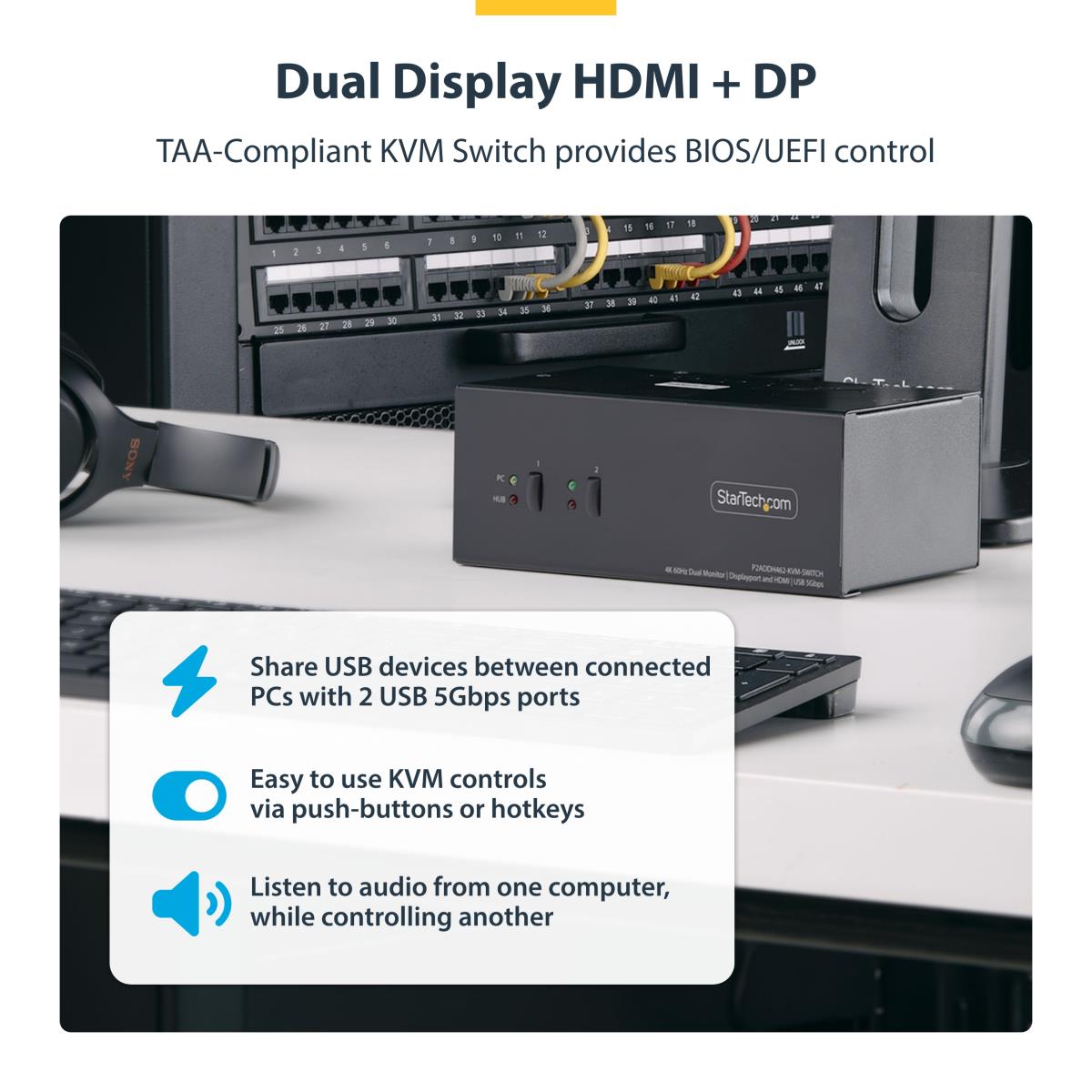 STARTECH.COM Dual-monitor DisplayPort 2-port And Hdmi KVM Switch