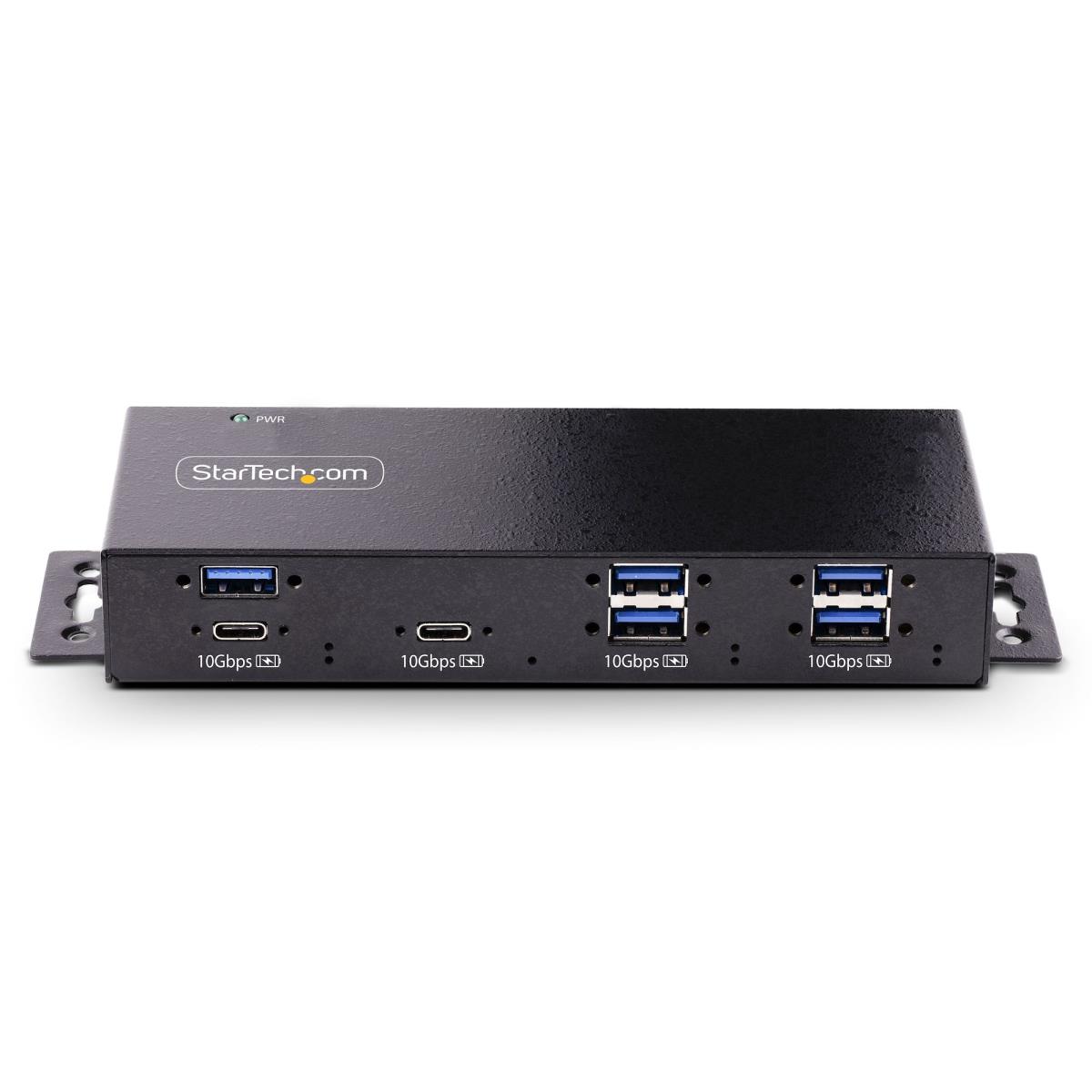 STARTECH.COM Industrial USB 10gbps Hub 7-port With Power Adapter, Metal, Mountable, 5x USB-a And 2x USB-c