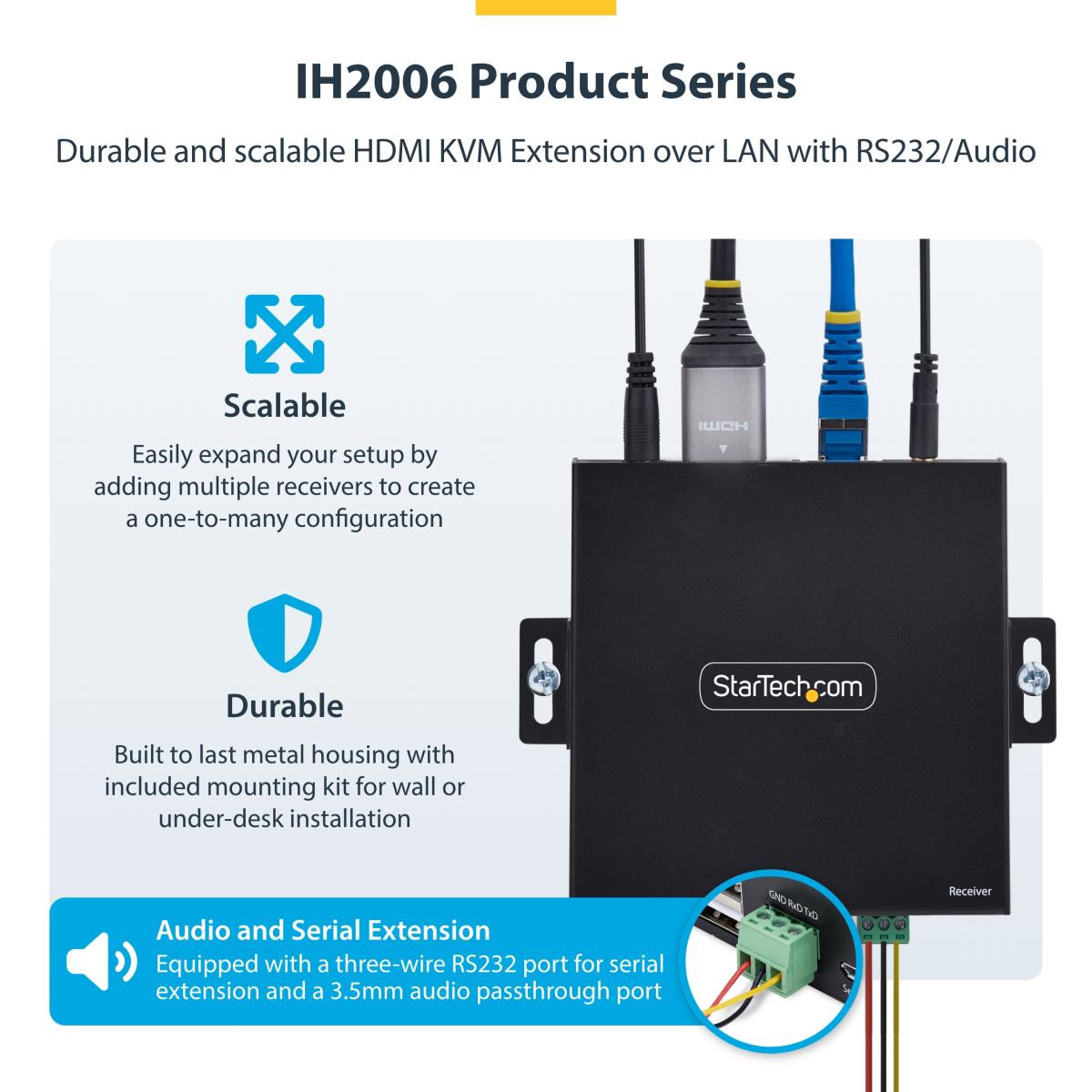 STARTECH.COM Hdmi KVM Extender Over Ip Network 4k 60hz Driverless Hdmi And USB Over Ethernet/CAT6 Avoip Tra