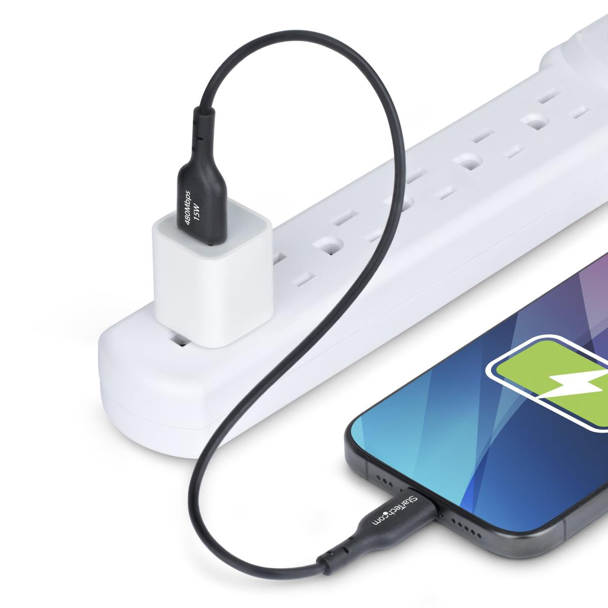STARTECH.COM USB Charging Cord - USB-a To USB-c 3a, USB 2.0, Tpe Jacket - 1ft Black