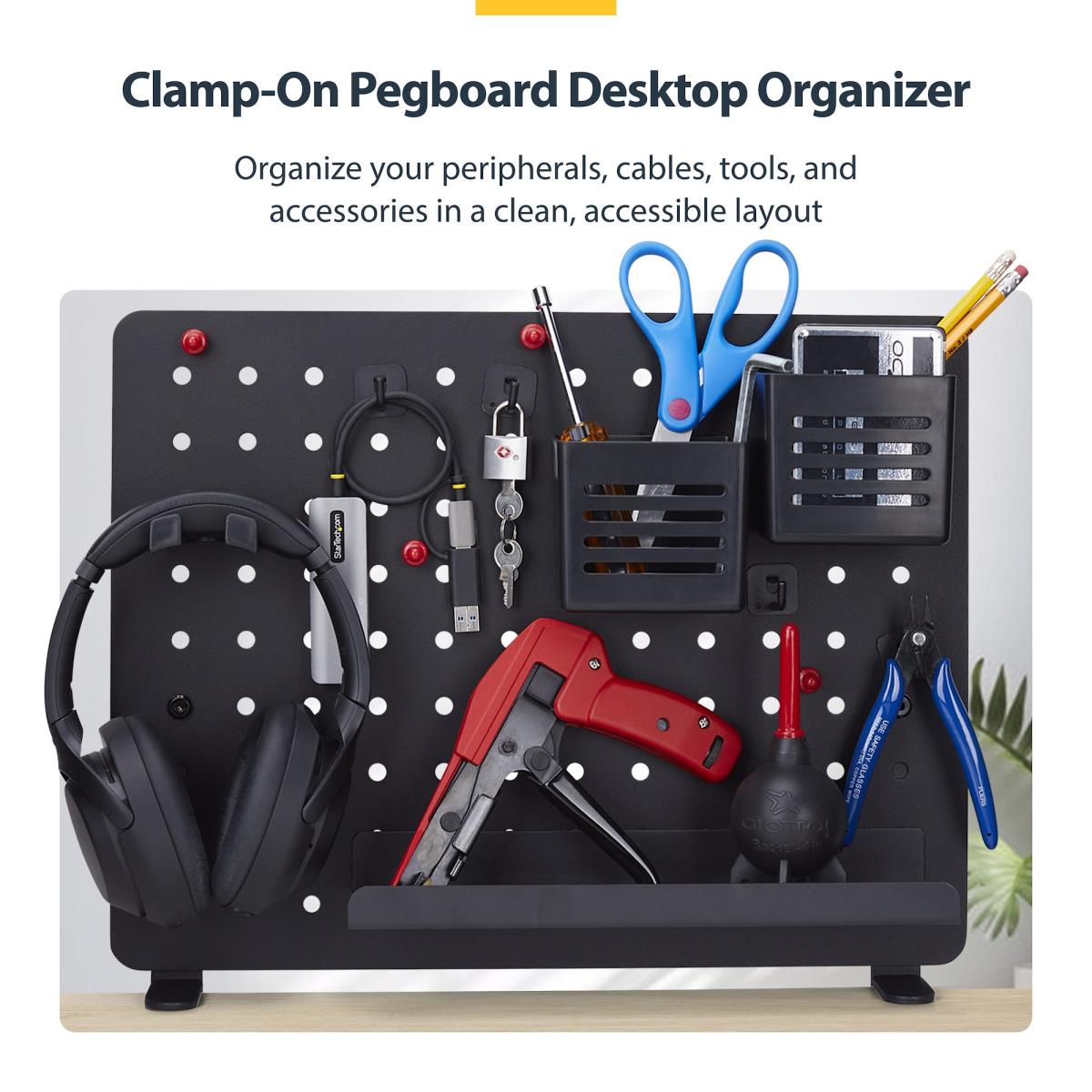 STARTECH.COM Clamp-on Pegboard Organizer - With Accessories Steel Black