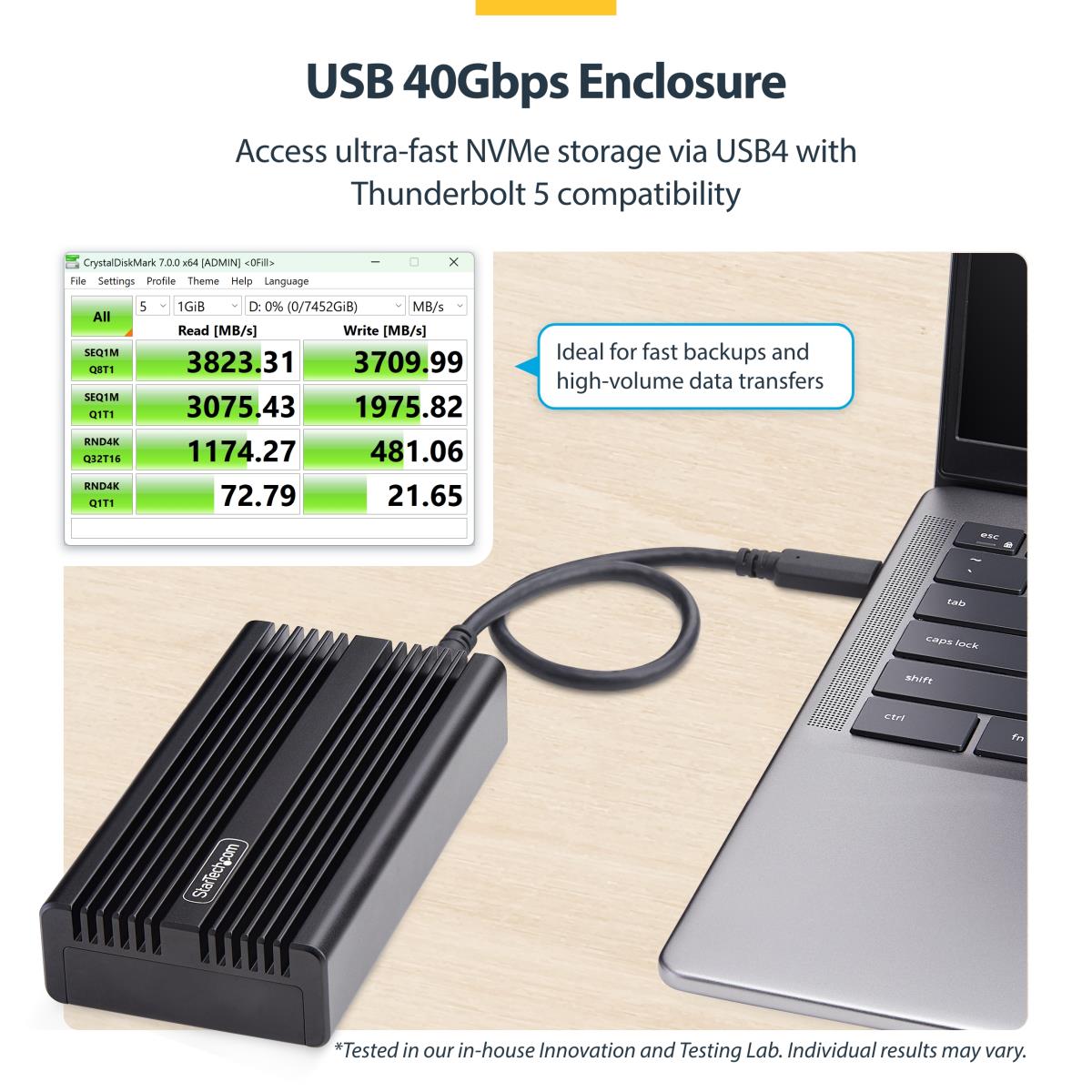 STARTECH.COM Nvme Enclosure SSD Enclosure USB4 M.2