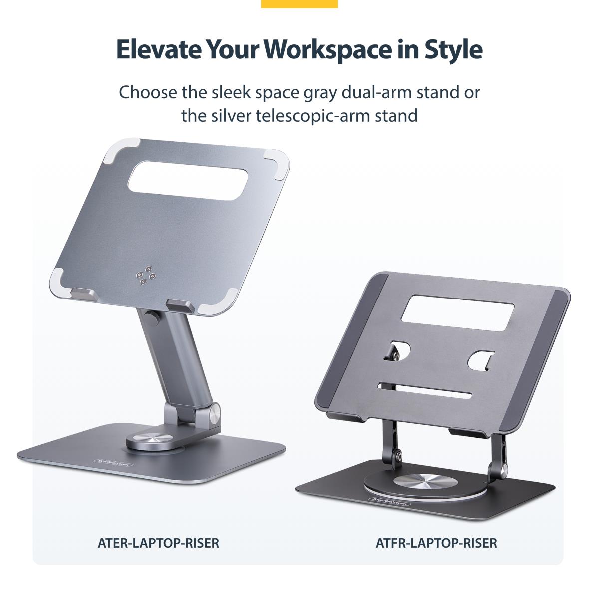 STARTECH.COM Telescopic Laptop Stand - 360 Swivel Base Rotating Computer Riser For Desk