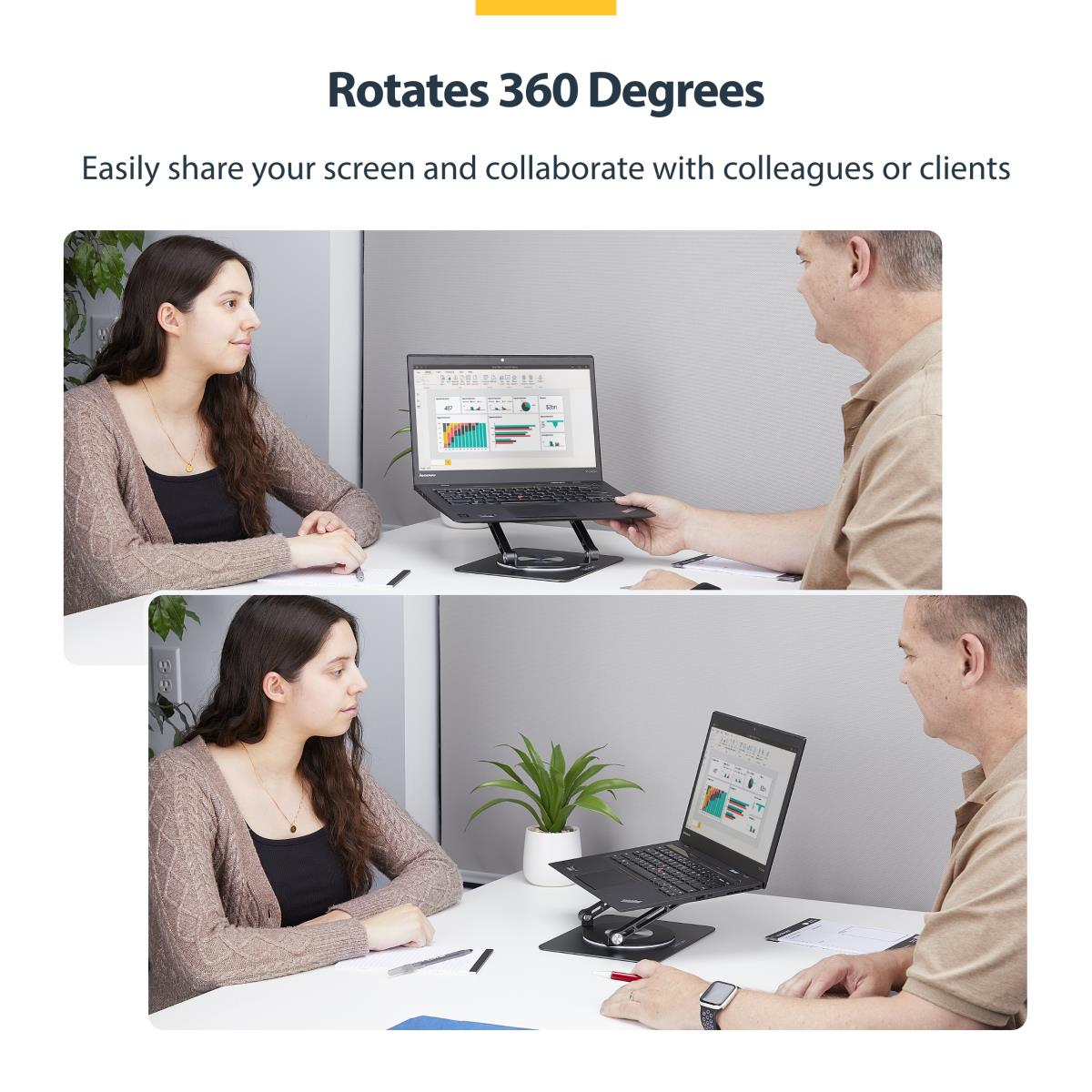 STARTECH.COM Rotating Laptop Stand - 360 Swivel Ergonomic Desk Riser For Computer