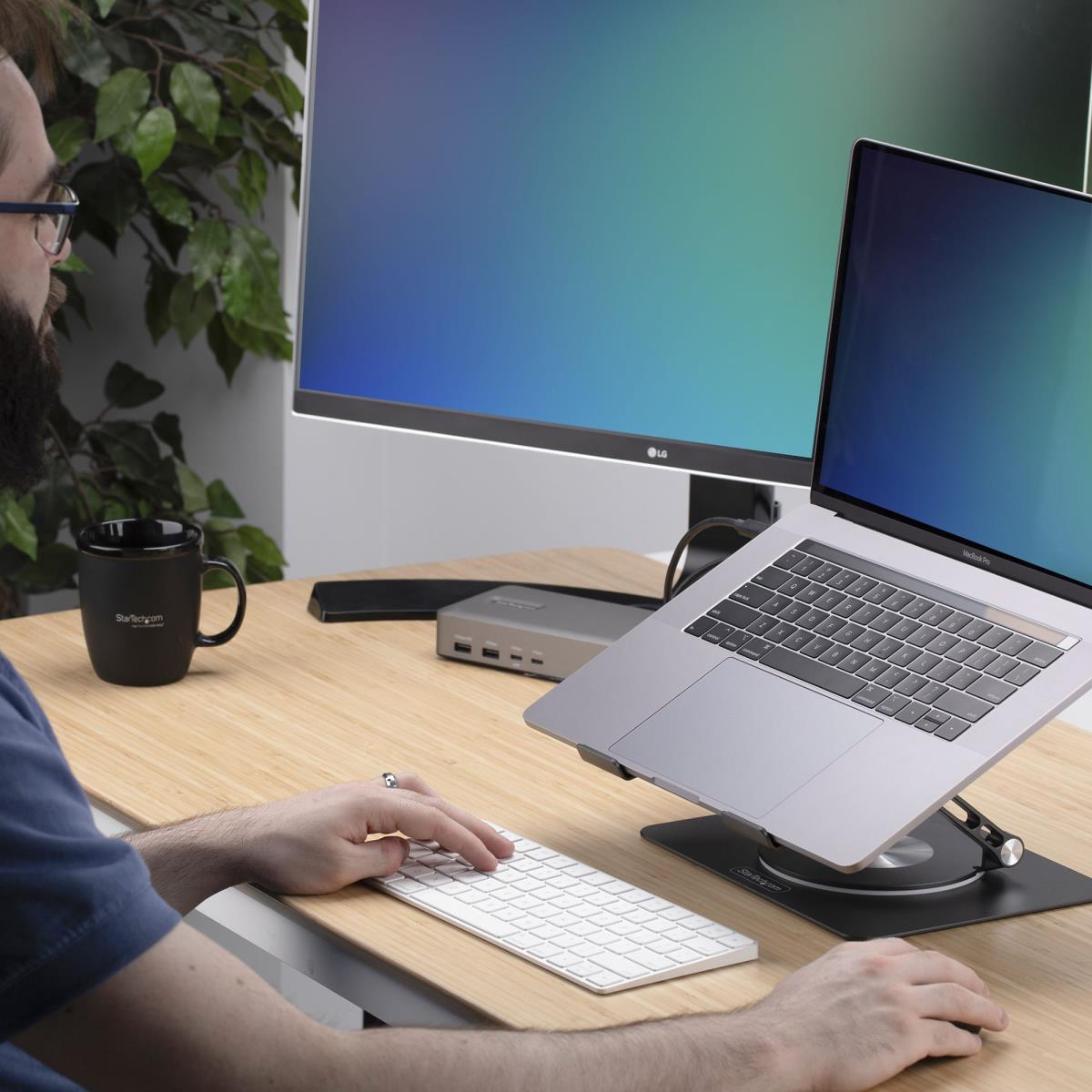 STARTECH.COM Rotating Laptop Stand - 360 Swivel Ergonomic Desk Riser For Computer