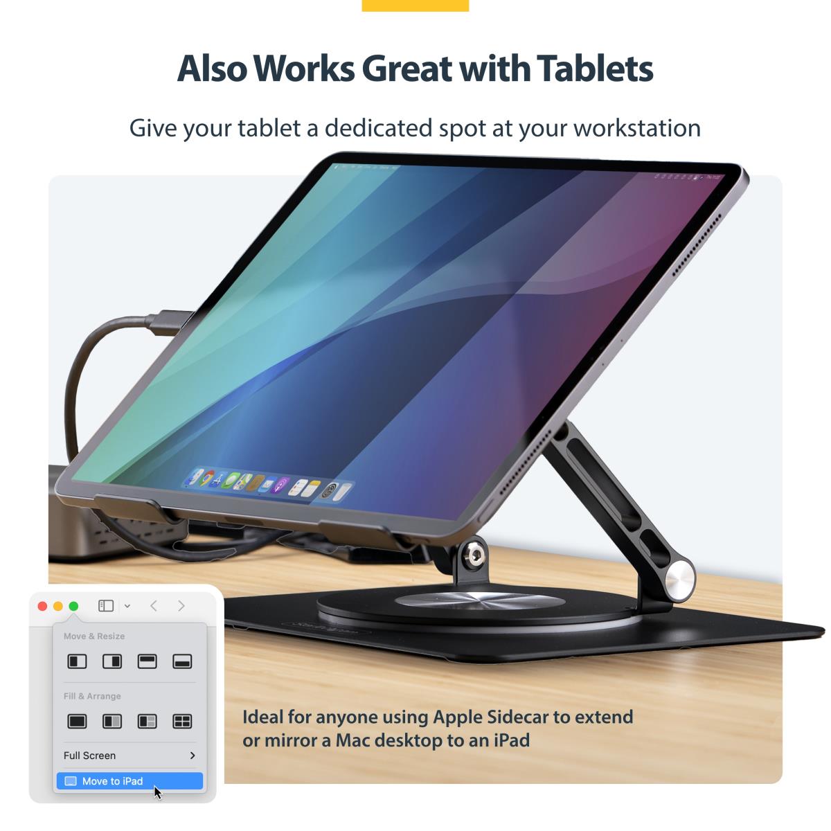 STARTECH.COM Rotating Laptop Stand - 360 Swivel Ergonomic Desk Riser For Computer