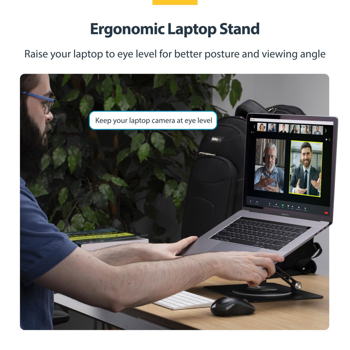 STARTECH.COM Rotating Laptop Stand - 360 Swivel Ergonomic Desk Riser For Computer