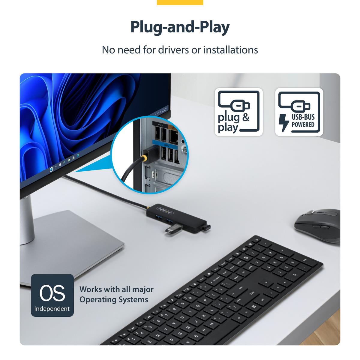 STARTECH.COM USB-a Hub 5gbps 4-port USB Bus Powered