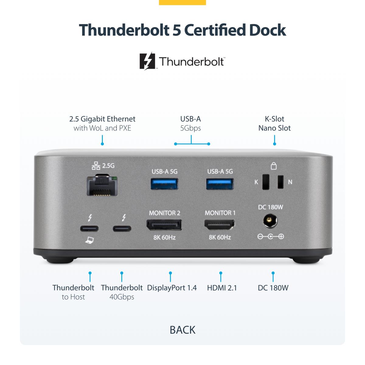 STARTECH.COM Thunderbolt 5 Docking Station - Triple Monitor 140w Laptop Charg