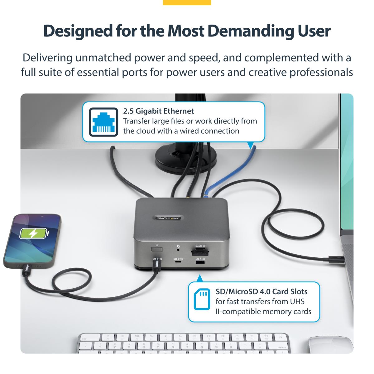 STARTECH.COM Thunderbolt 5 Docking Station - Triple Monitor 140w Laptop Charg