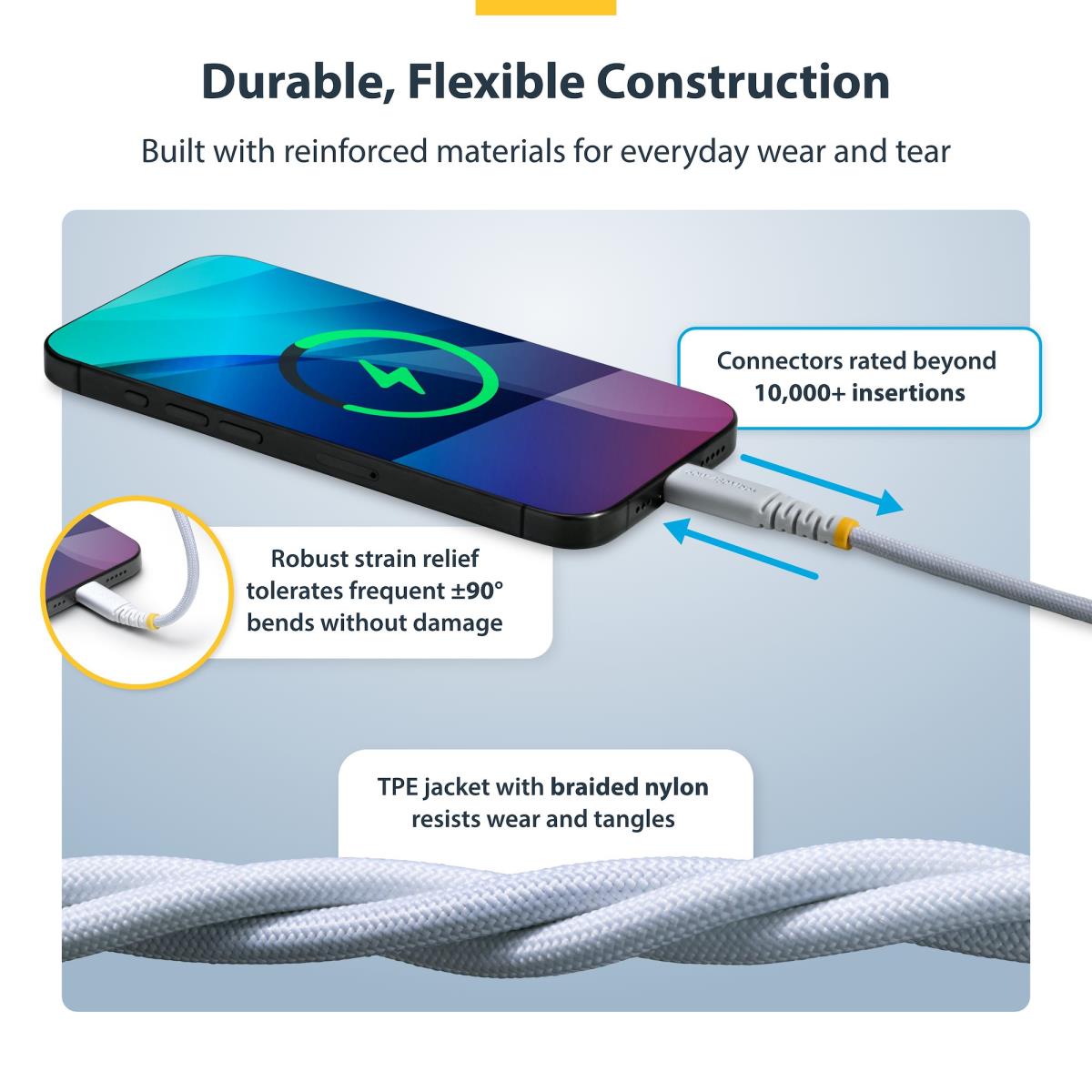 STARTECH.COM USB-c Charging Cable 60w Pd/rugged USB 2.0 Charger 1m White