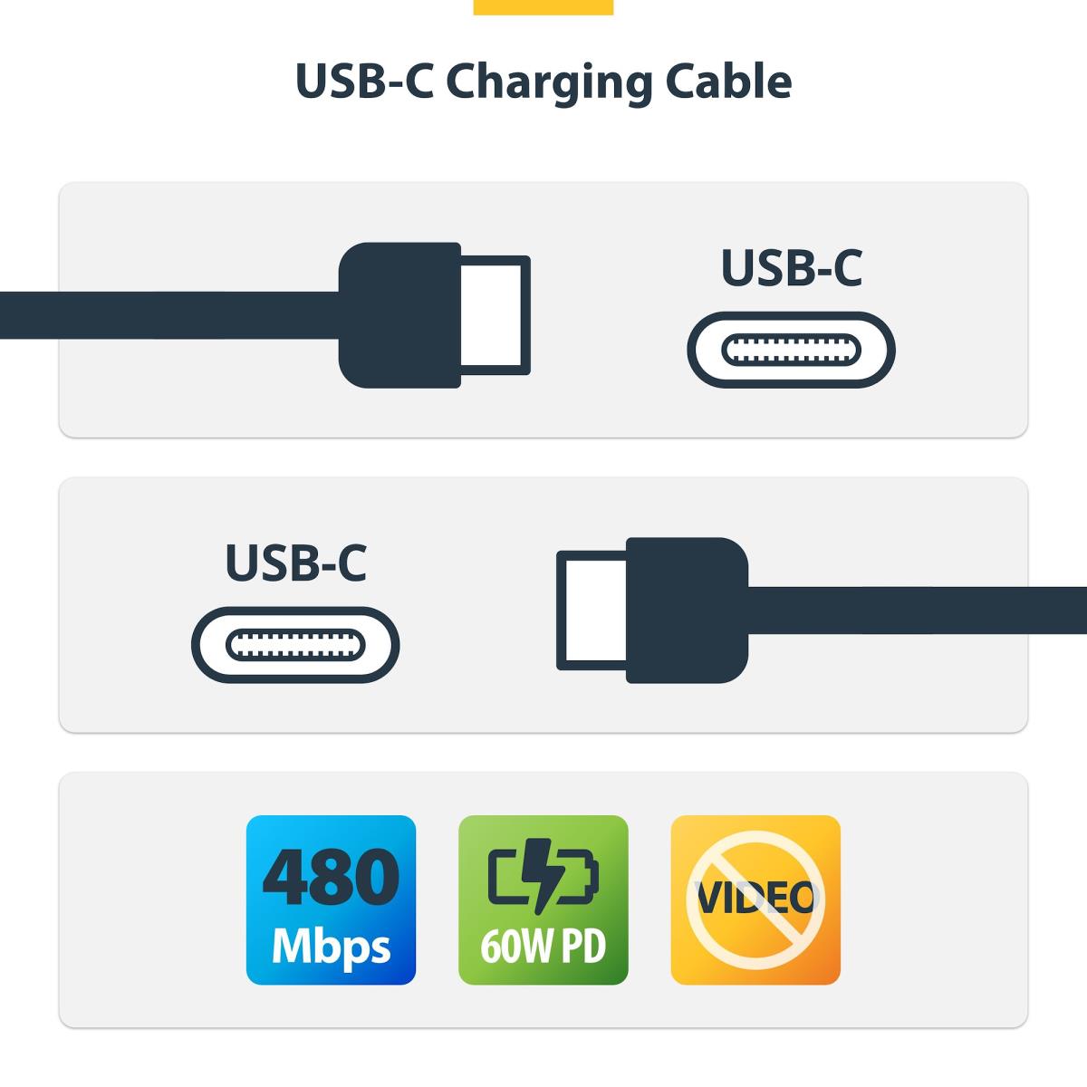 STARTECH.COM USB-c Charging Cable 60w Pd/rugged USB 2.0 Charger 3m