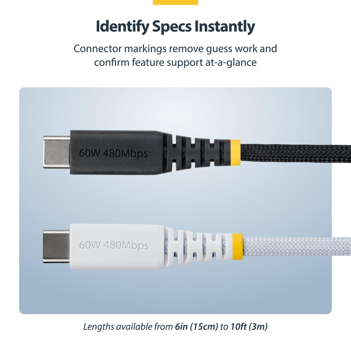 STARTECH.COM USB-c Charging Cable 60w Pd/rugged USB 2.0 Charger 3m