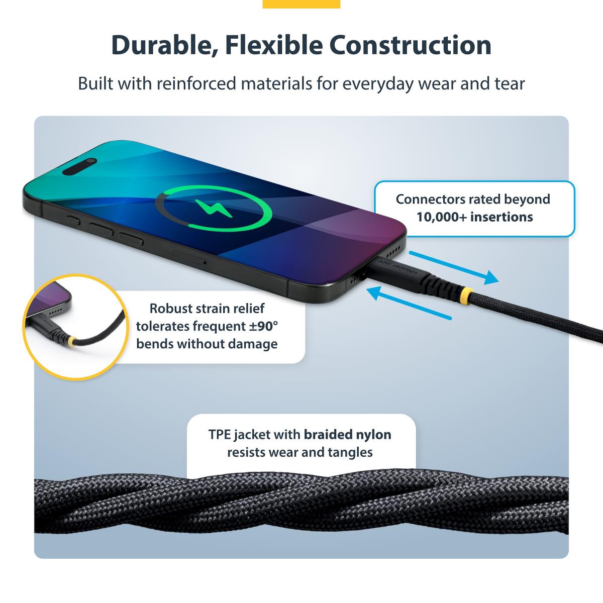 STARTECH.COM USB-c Charging Cable 60w Pd/rugged USB 2.0 Charger 1m
