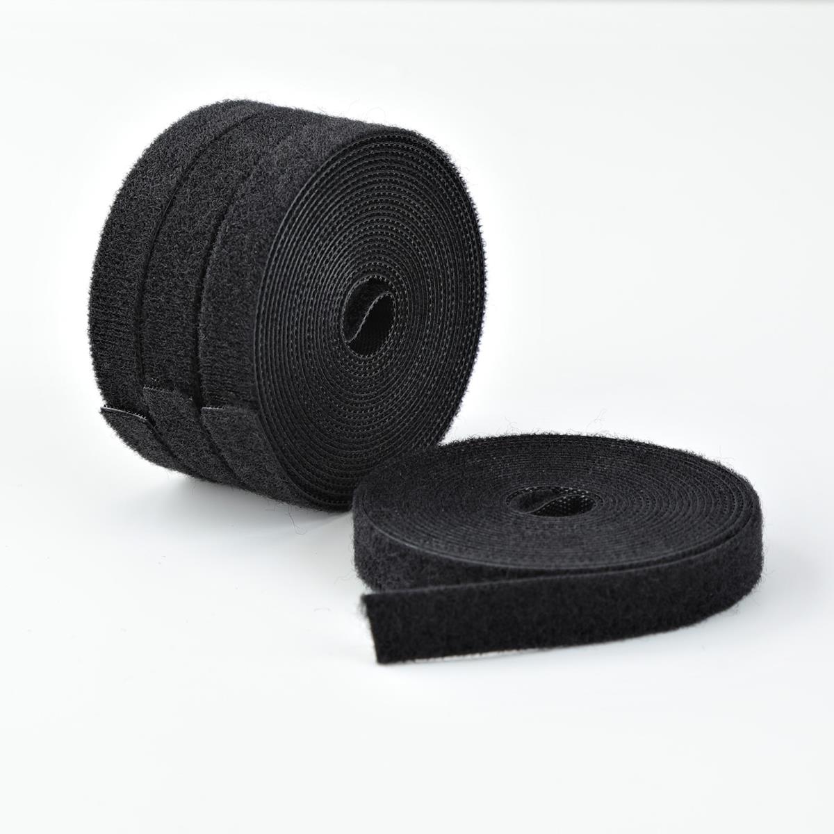 STARTECH.COM Hook And Loop Roll, 0.5in Wide, Black, Cut-to-size Reusable Cable Ties, Fastener Tape, Adjustable Fabric Wraps, Bulk Roll - 4.6m 4-pack