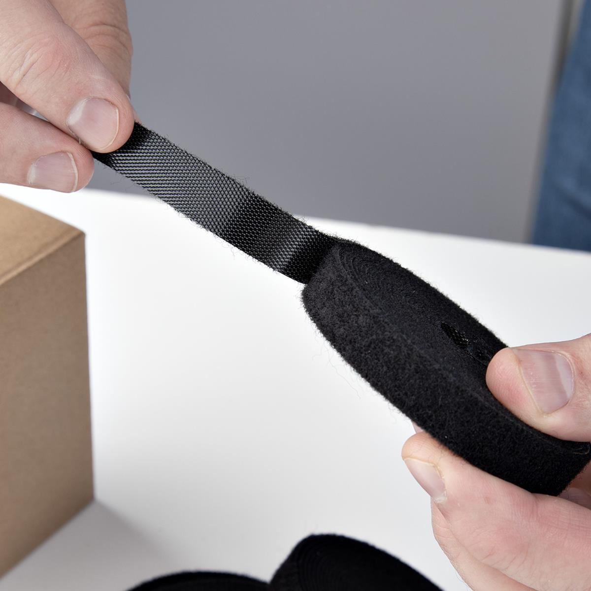STARTECH.COM Hook And Loop Roll, 0.5in Wide, Black, Cut-to-size Reusable Cable Ties, Fastener Tape, Adjustable Fabric Wraps, Bulk Roll - 4.6m 4-pack