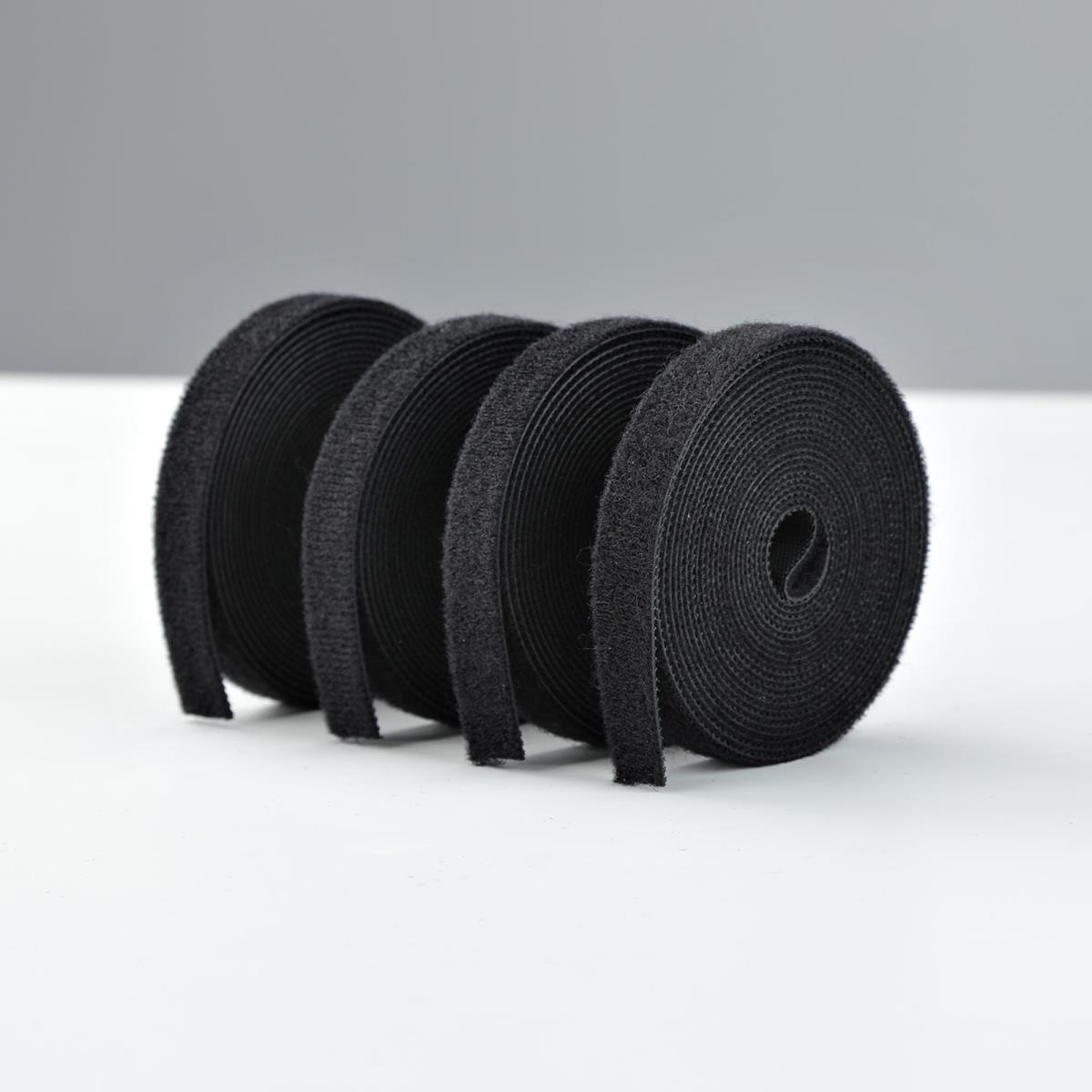 STARTECH.COM Hook And Loop Roll, 0.5in Wide, Black, Cut-to-size Reusable Cable Ties, Fastener Tape, Adjustable Fabric Wraps, Bulk Roll - 4.6m 4-pack