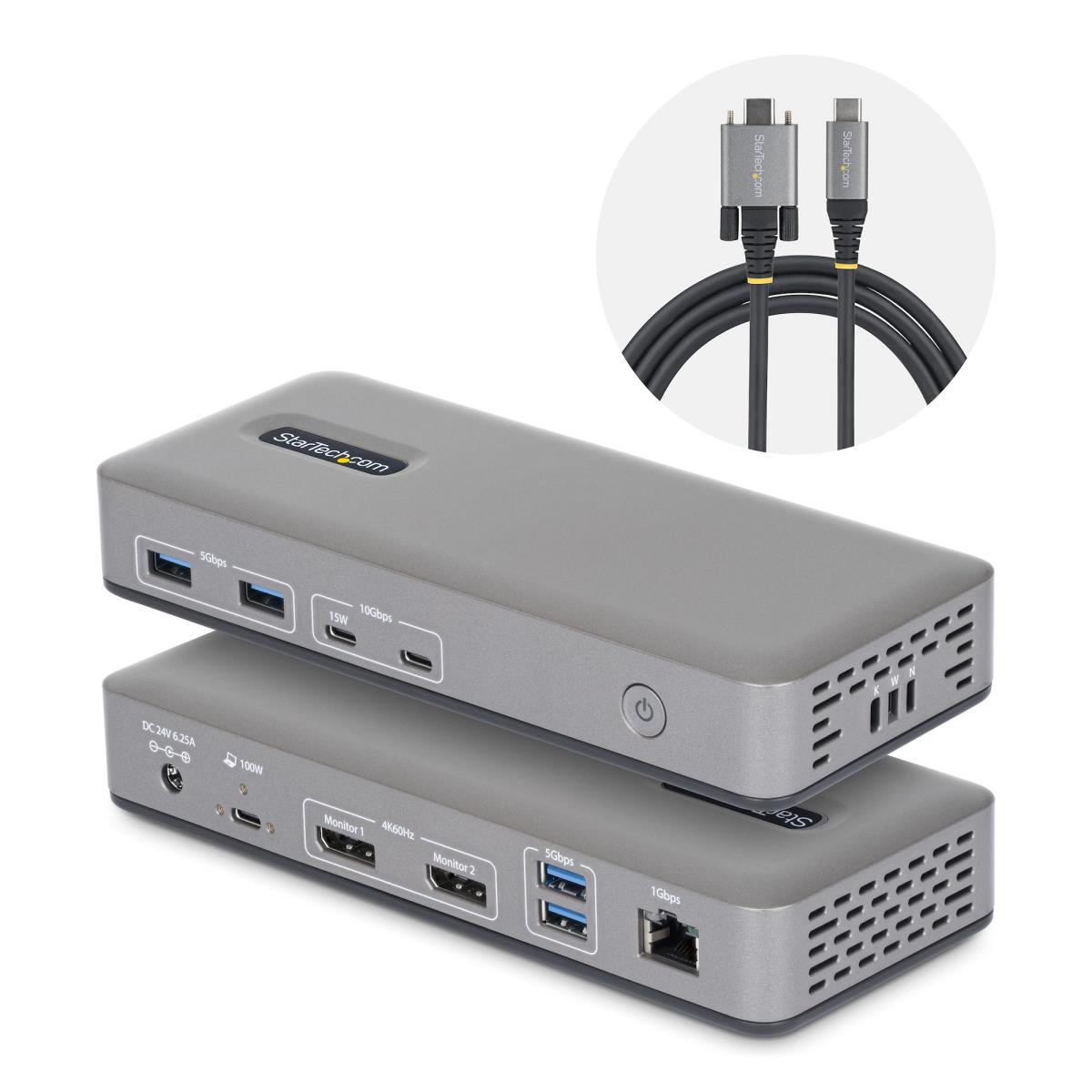 STARTECH.COM Dual-monitor USB-c Docking Station, DisplayPort, 4k 60hz, 100w Laptop Charging