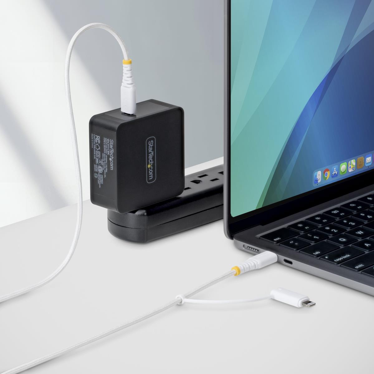 STARTECH.COM 2-in-1 Rugged USB-c Charging Cable With Lightning Adapter, 30w/60w (3a), Apple 2m