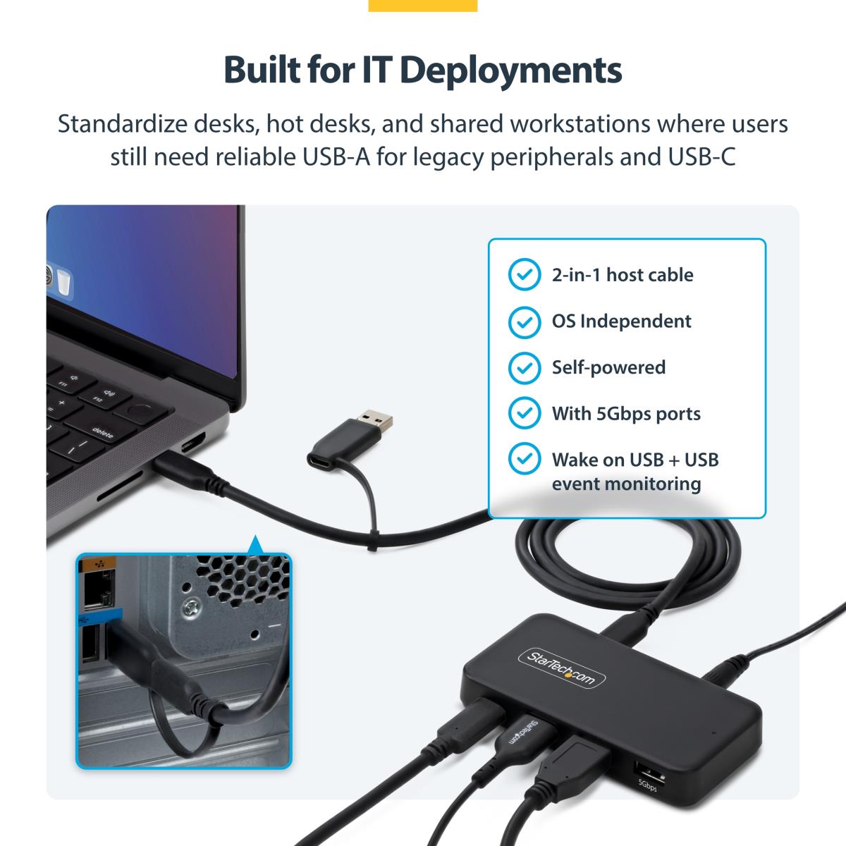 STARTECH.COM USB-c And USB-a 4port Hub 5gbps Selfpowered