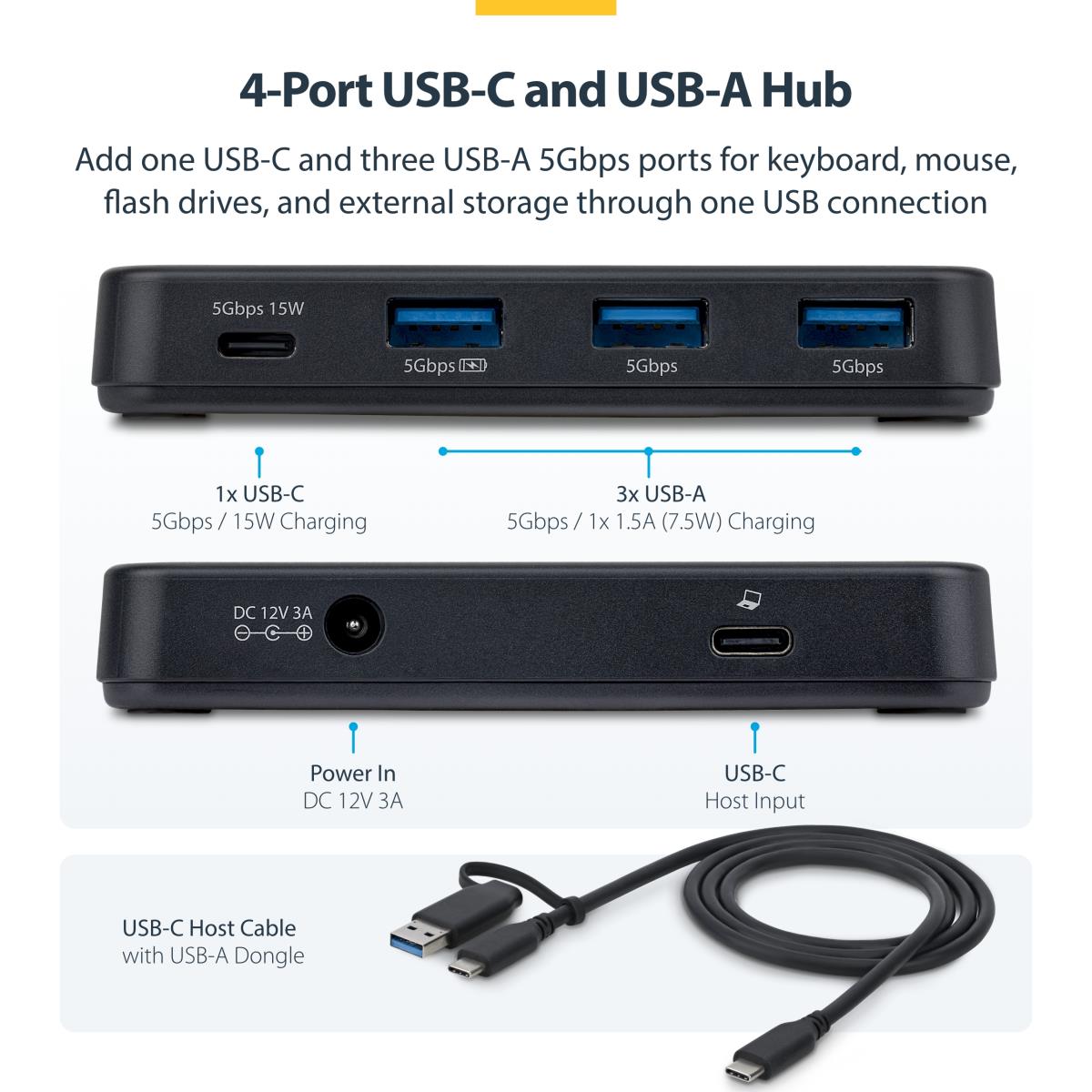 STARTECH.COM USB-c And USB-a 4port Hub 5gbps Selfpowered