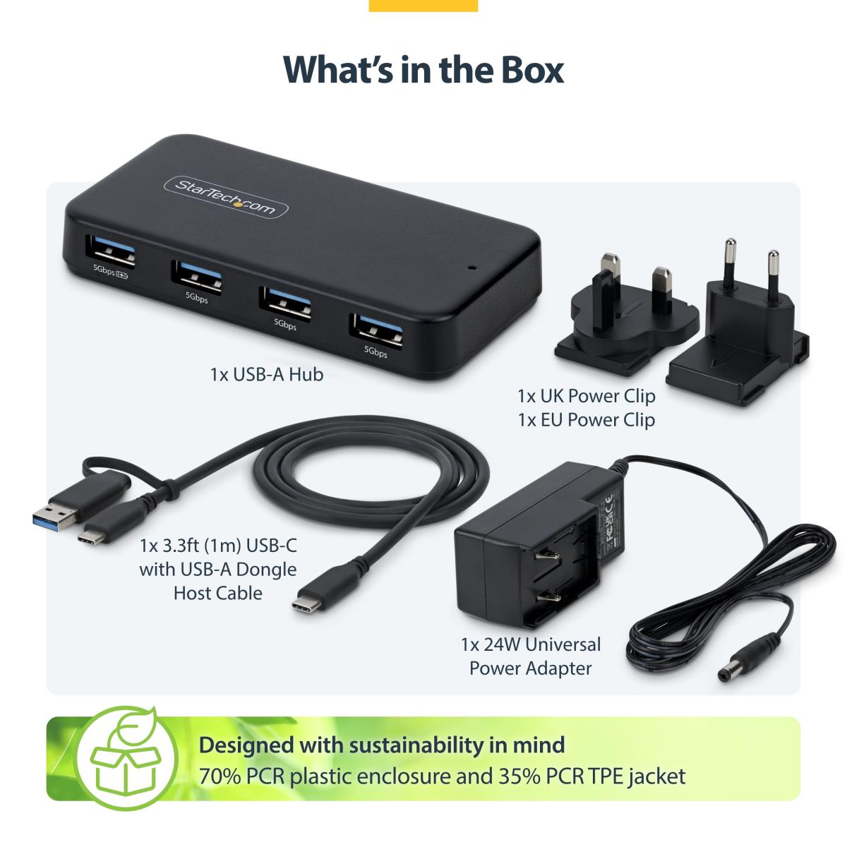 STARTECH.COM USB-a Hub 4-port 5gbps - Self-powered - 2-in-1 USB-c And USB-a Host Cable