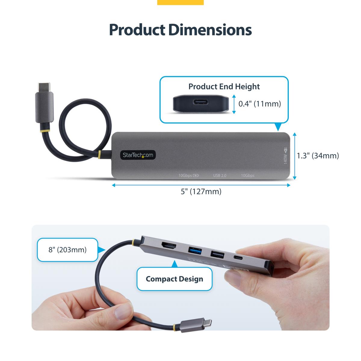 STARTECH.COM USB-c To Hdmi Multiport Adapter - With 140w Pd Charging, 4k 60hz, USB 10gbps Hub, Type-c Mini Dock