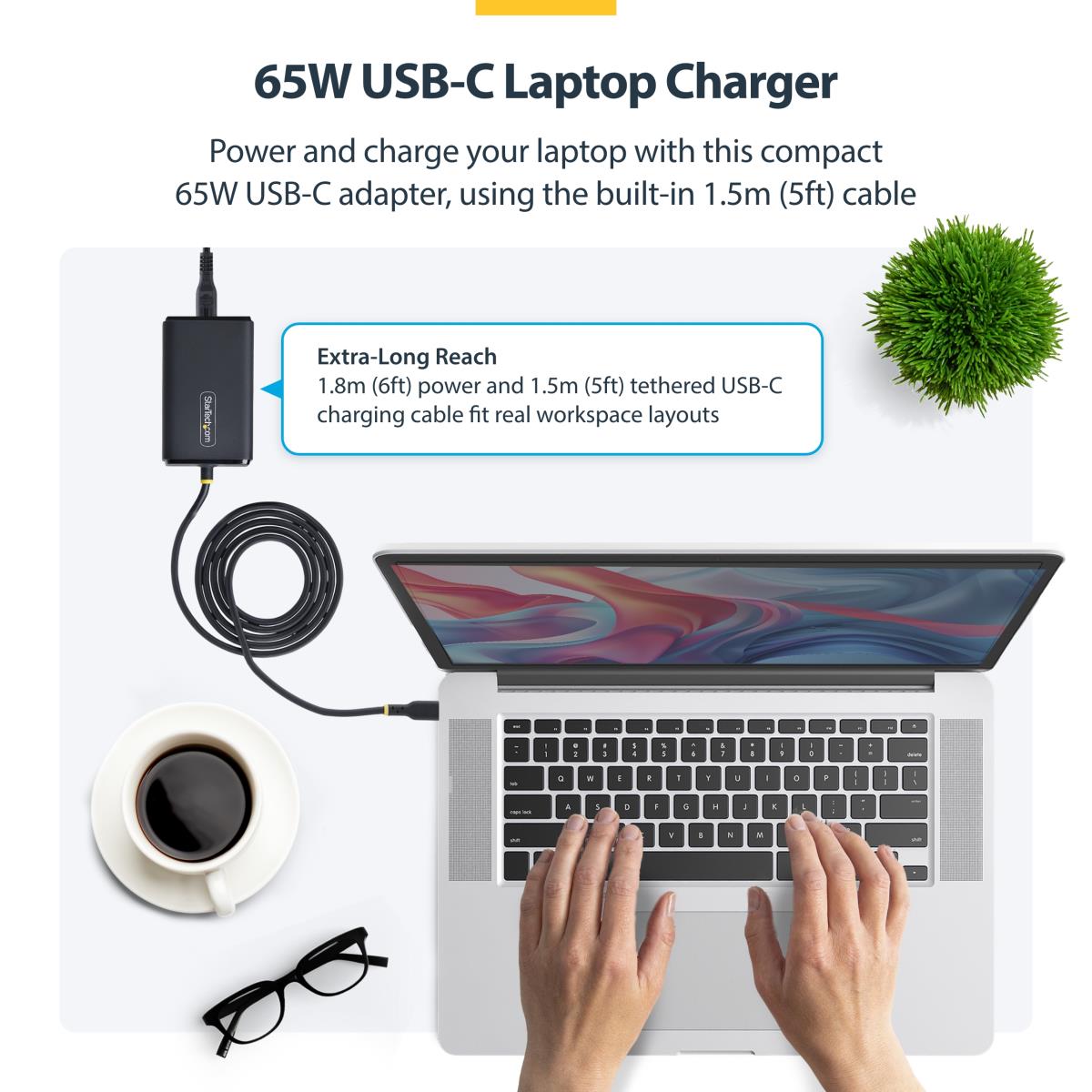 STARTECH.COM USB-c Laptop Charger 1.5m USB-c Tethered Cable