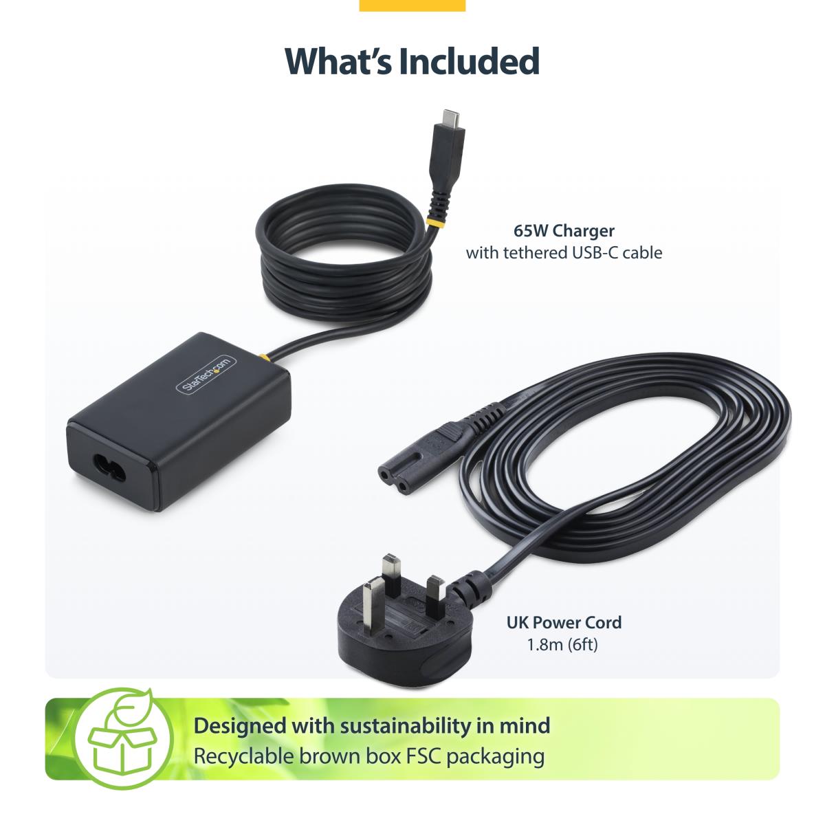 STARTECH.COM USB-c Laptop Charger 1.5m USB-c Tethered Cable