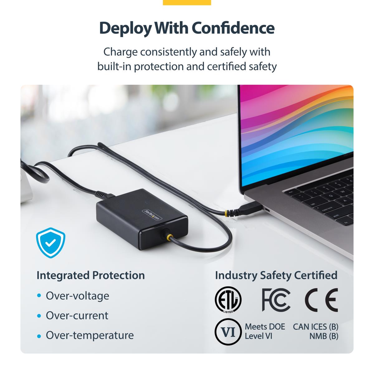 STARTECH.COM USB-c Laptop Charger 100w 1.5m USB-c Tethered Cable