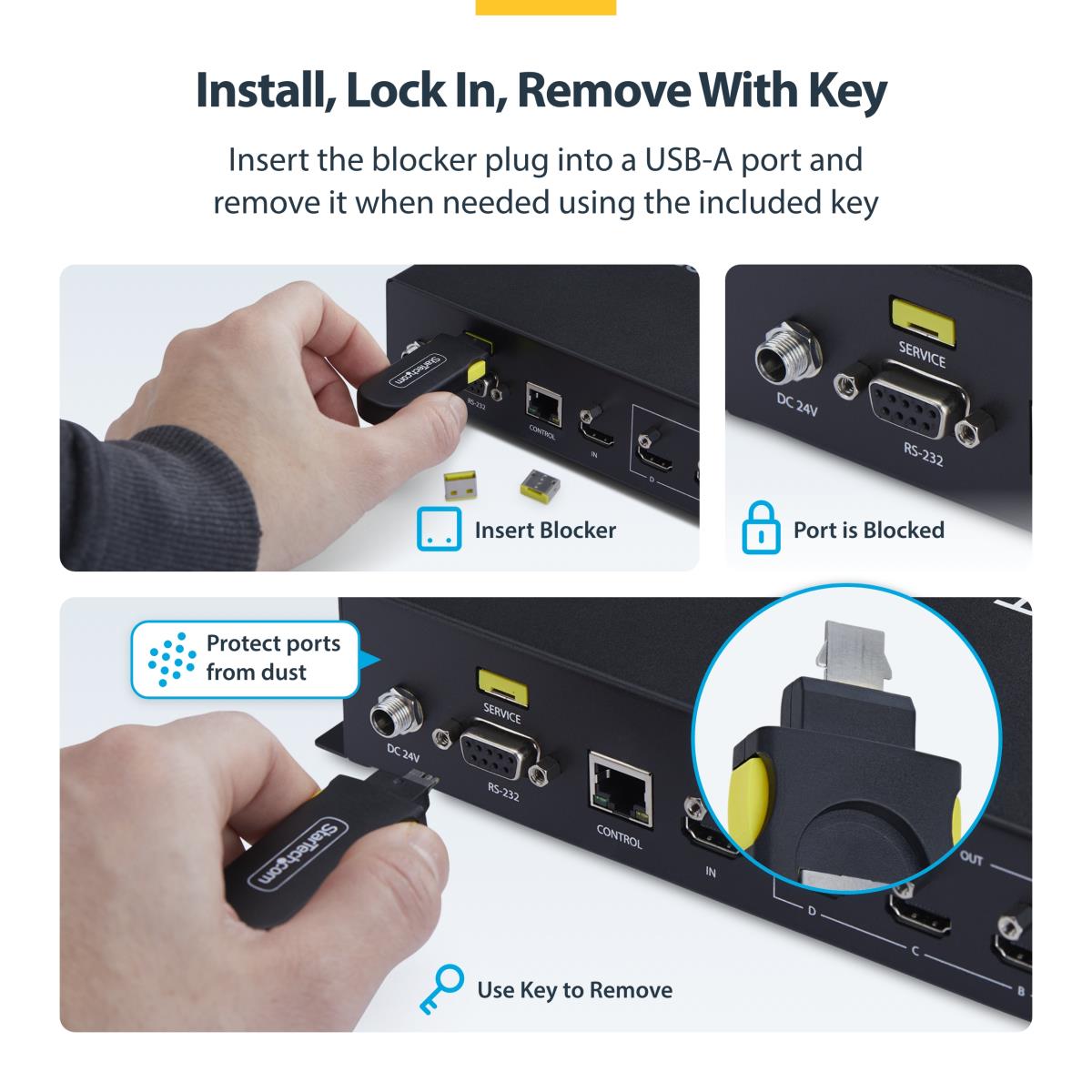 STARTECH.COM USB-a Port Blocker Key 4x USB-a Plugs