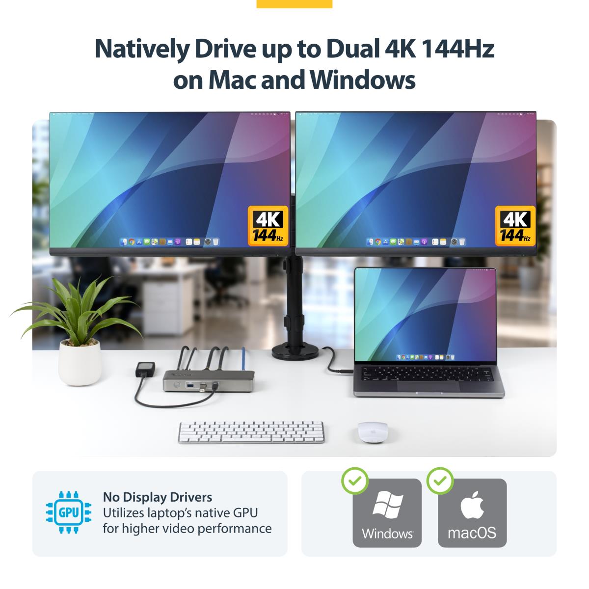 STARTECH.COM Dual-dp USB4 Dock 100w Pd Driverless