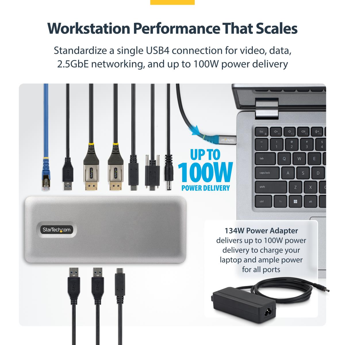 STARTECH.COM Dual-dp USB4 Dock 100w Pd Driverless