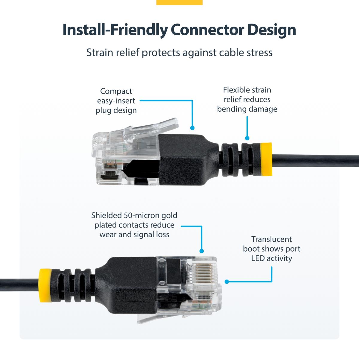 STARTECH.COM Patch Cable - CAT6a - Utp - 30cm - Snagless - Black Ultra Slim