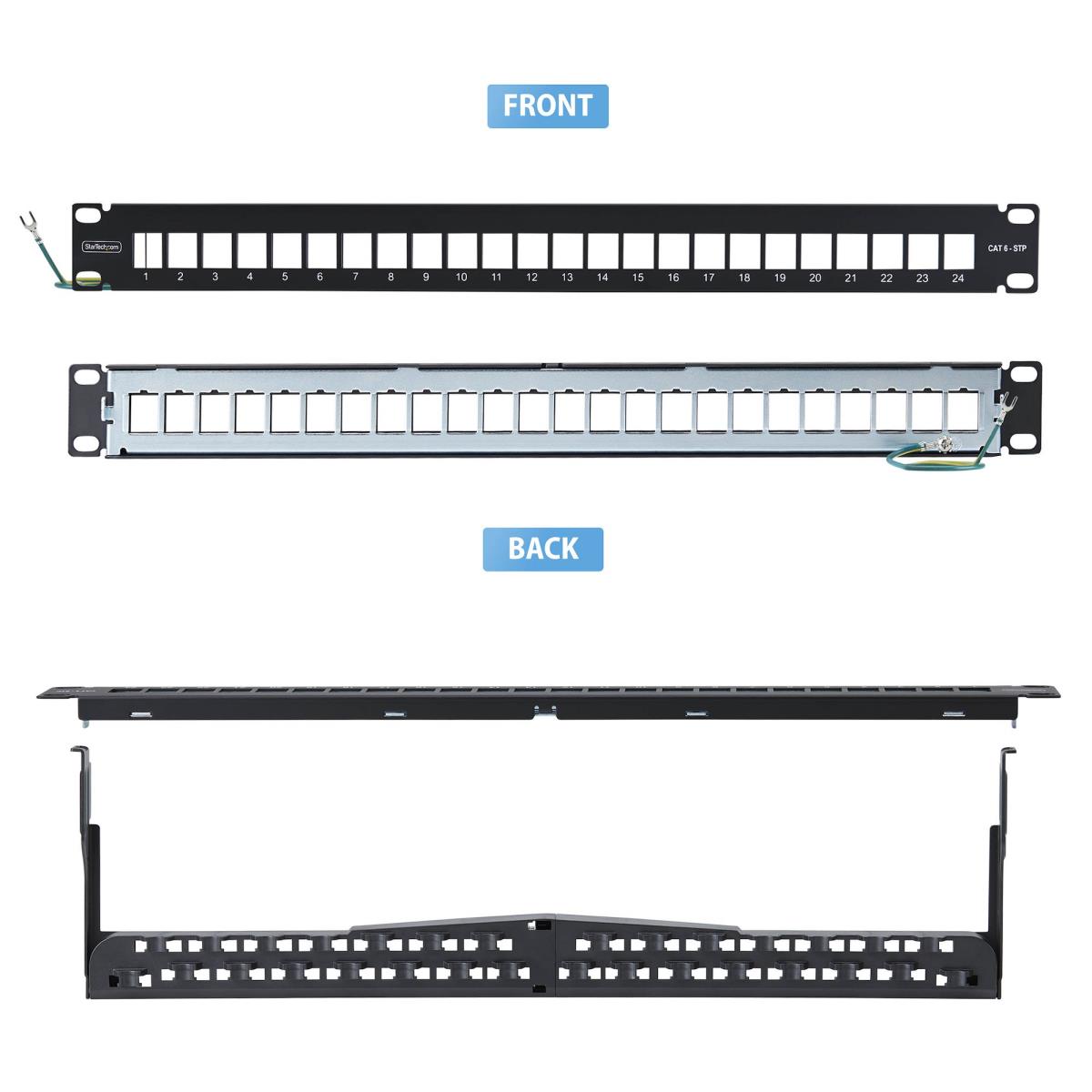 STARTECH.COM Blank Keystone Patch 1u Panel24 Port/stp/cable Management Bar