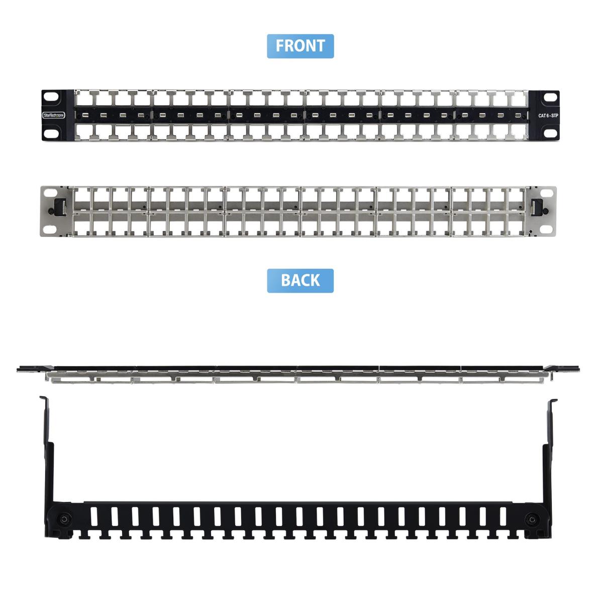 STARTECH.COM Blank Keystone Patch Panel1u 48 Port/stp/cable Management Bar