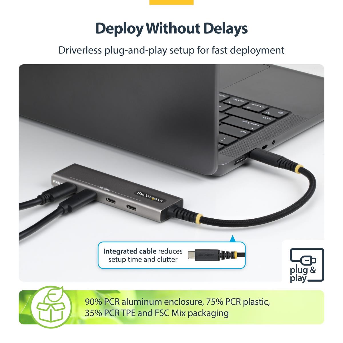 STARTECH.COM USB-c Hub 4-port 10gbps - 100w Pd Charging 4x USB-c Ports