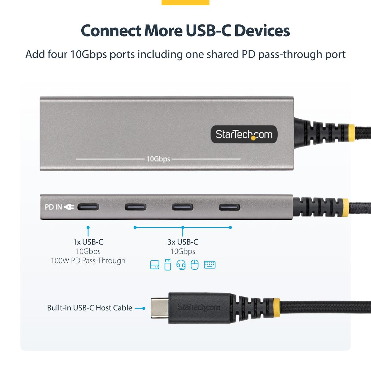 STARTECH.COM USB-c Hub 4-port 10gbps - 100w Pd Charging 4x USB-c Ports